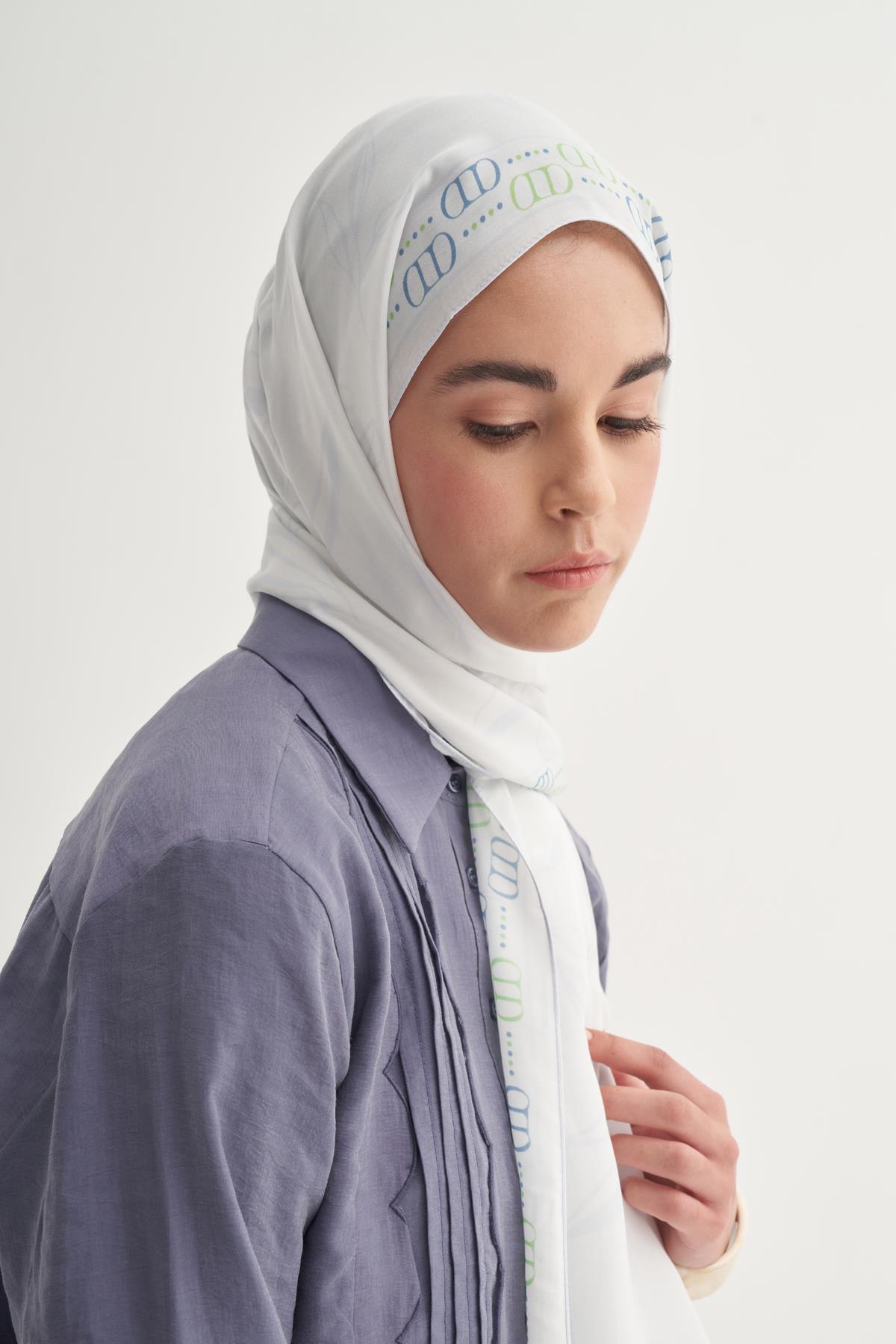 Aurella Monogram Floş Şal Soft Mavi