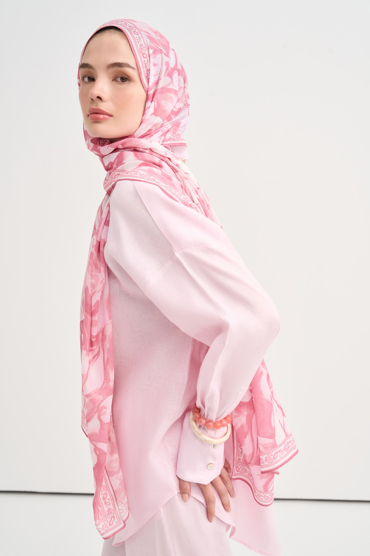 Rosalie Aria Viskon Şal Pembe
