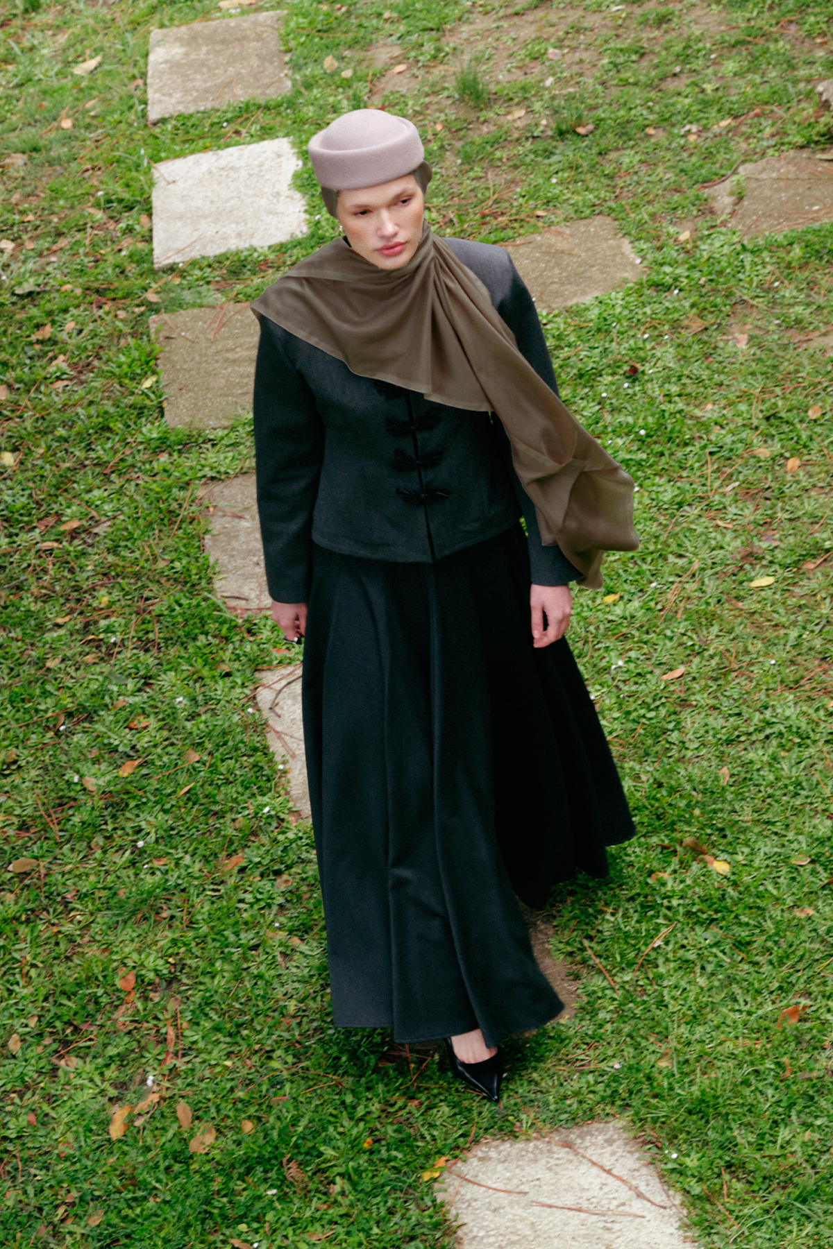 Haki Yeşil Düz İpek Şal