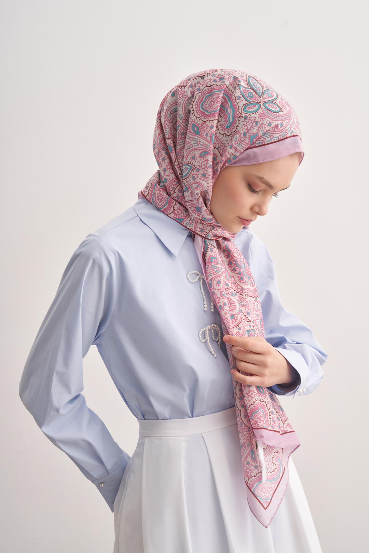 Sky Pembe Early İpek Şal