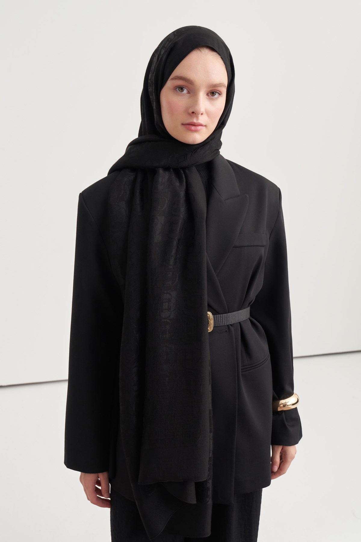 Noire Desen Liora Pamuk Şal Siyah