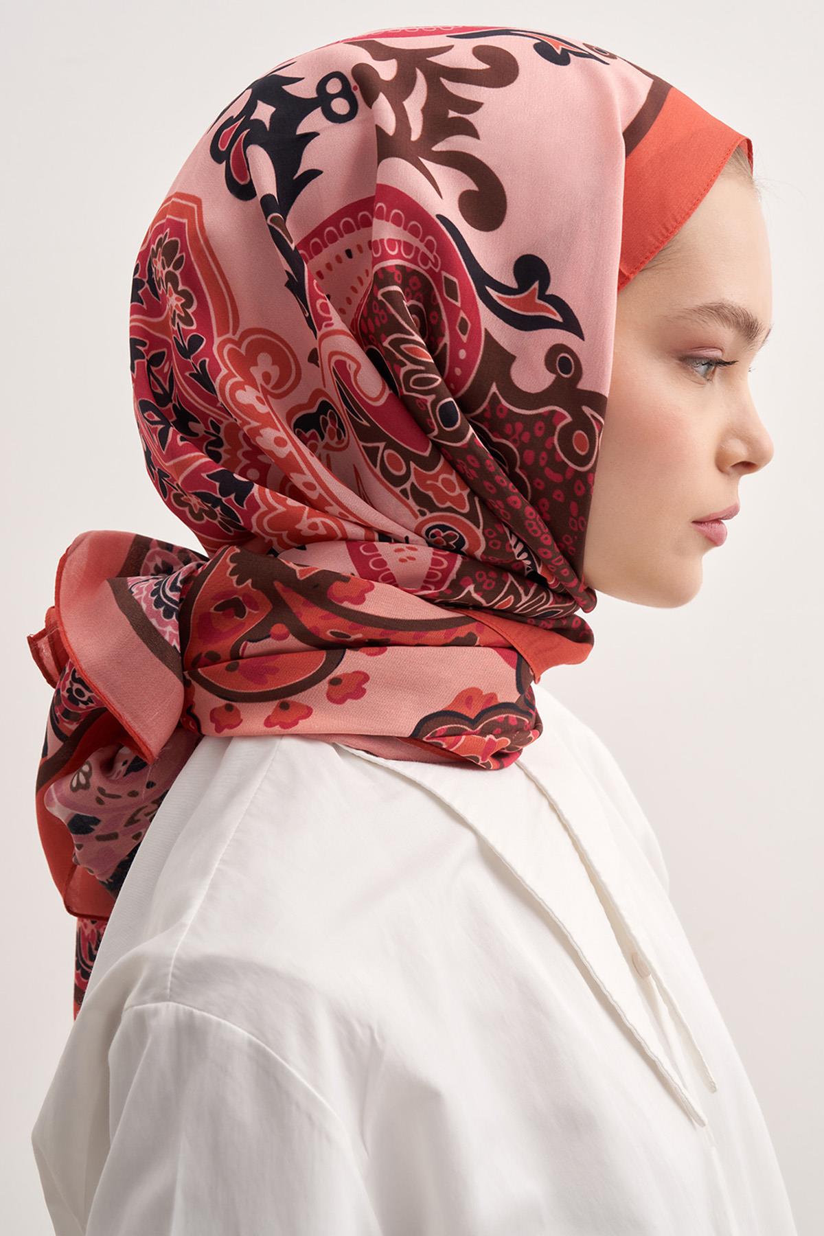 Lune Mercan Vela Floş Şal