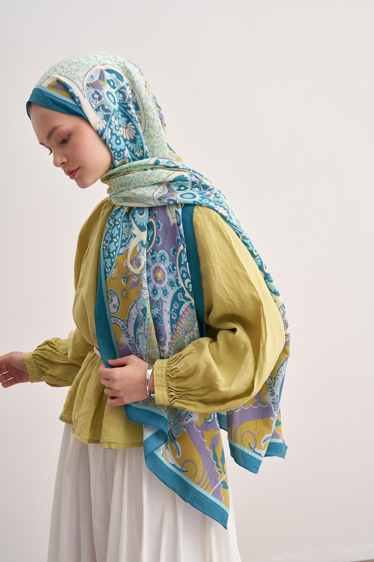 Lune Soft Mavi Vela Floş Şal