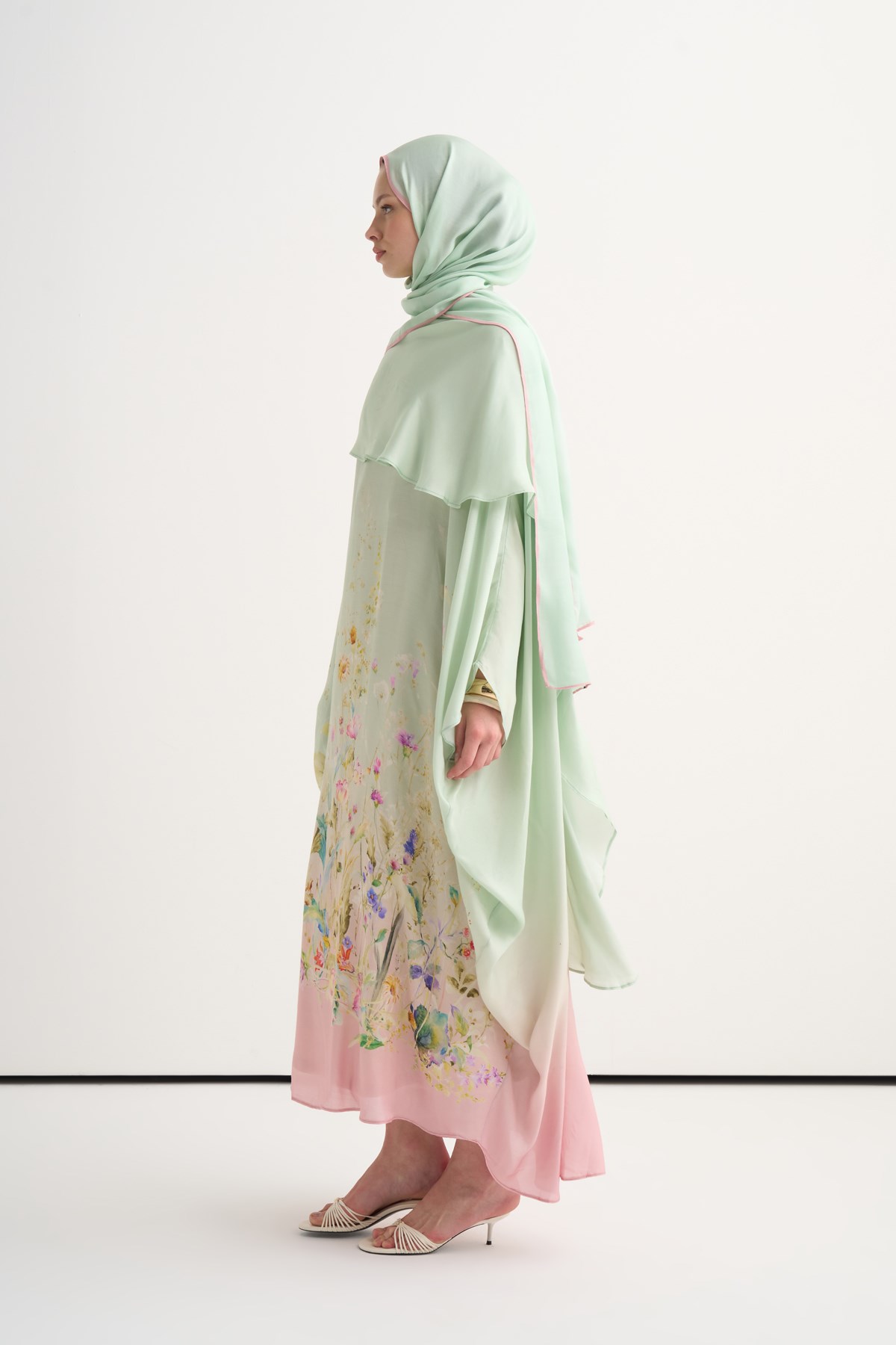 Rosalie İncira Şal Yaka Kaftan Mint Yeşili