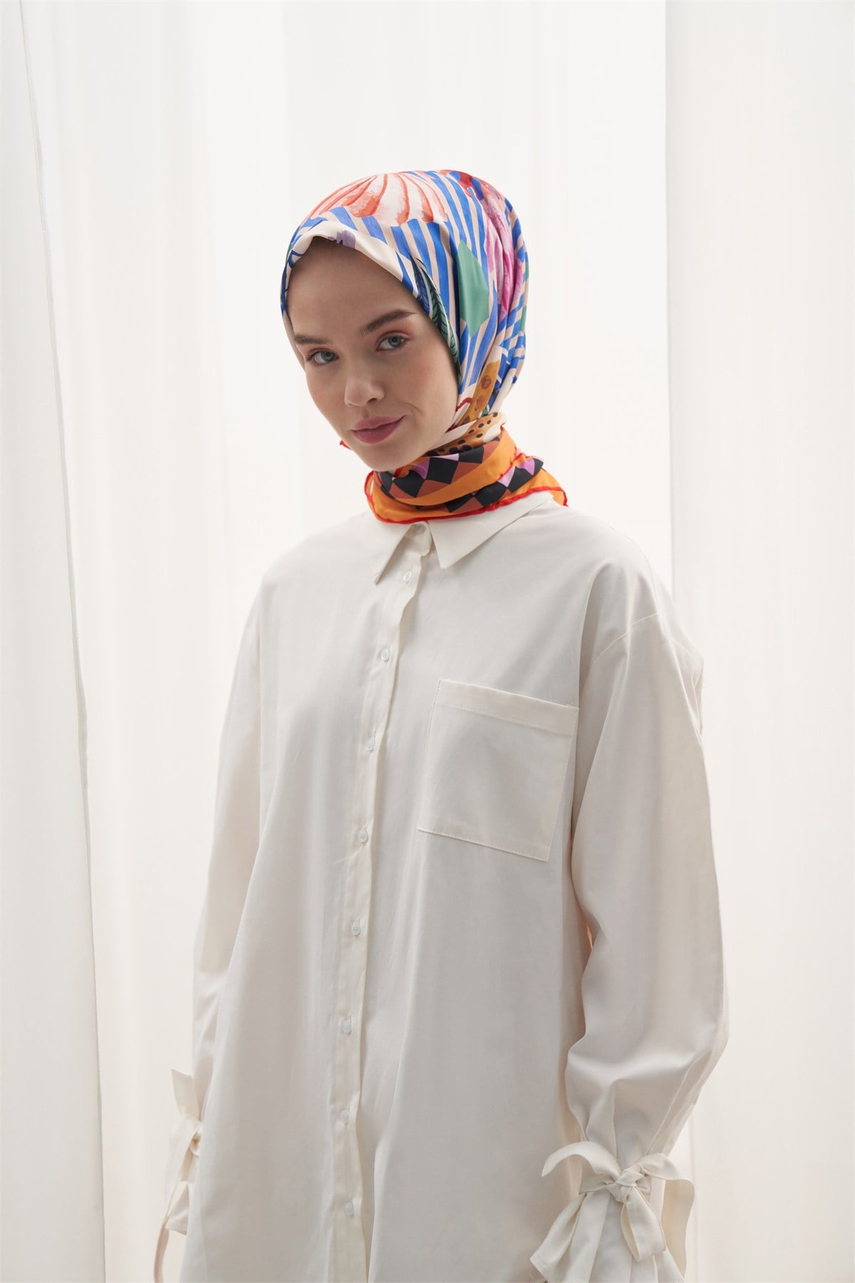 Twill Eşarp Pearl Çiçek