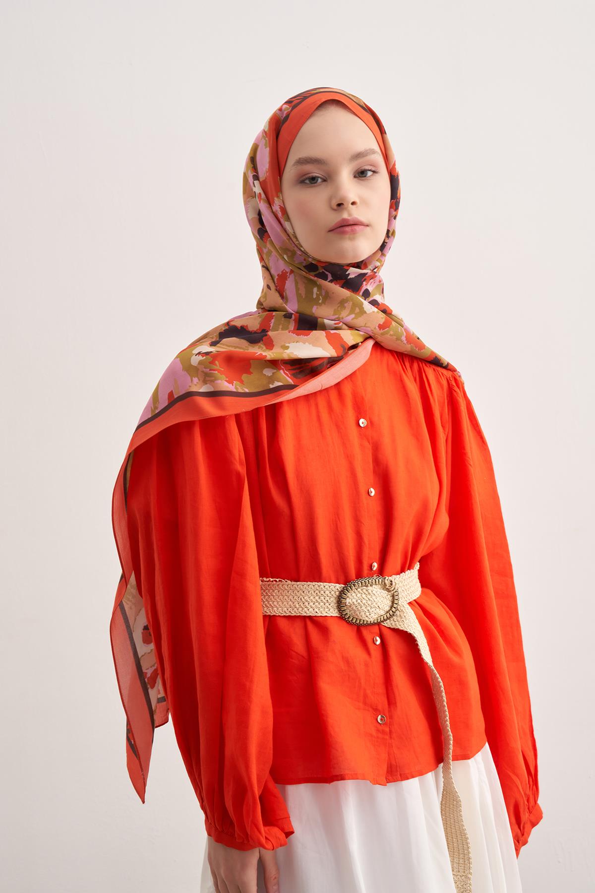 Brush Nar Çiçeği Vela Floş Şal