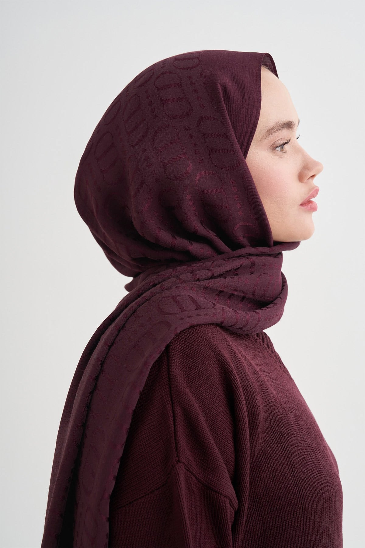 Luxe Desen Liora Pamuk Şal Cherry Bordosu