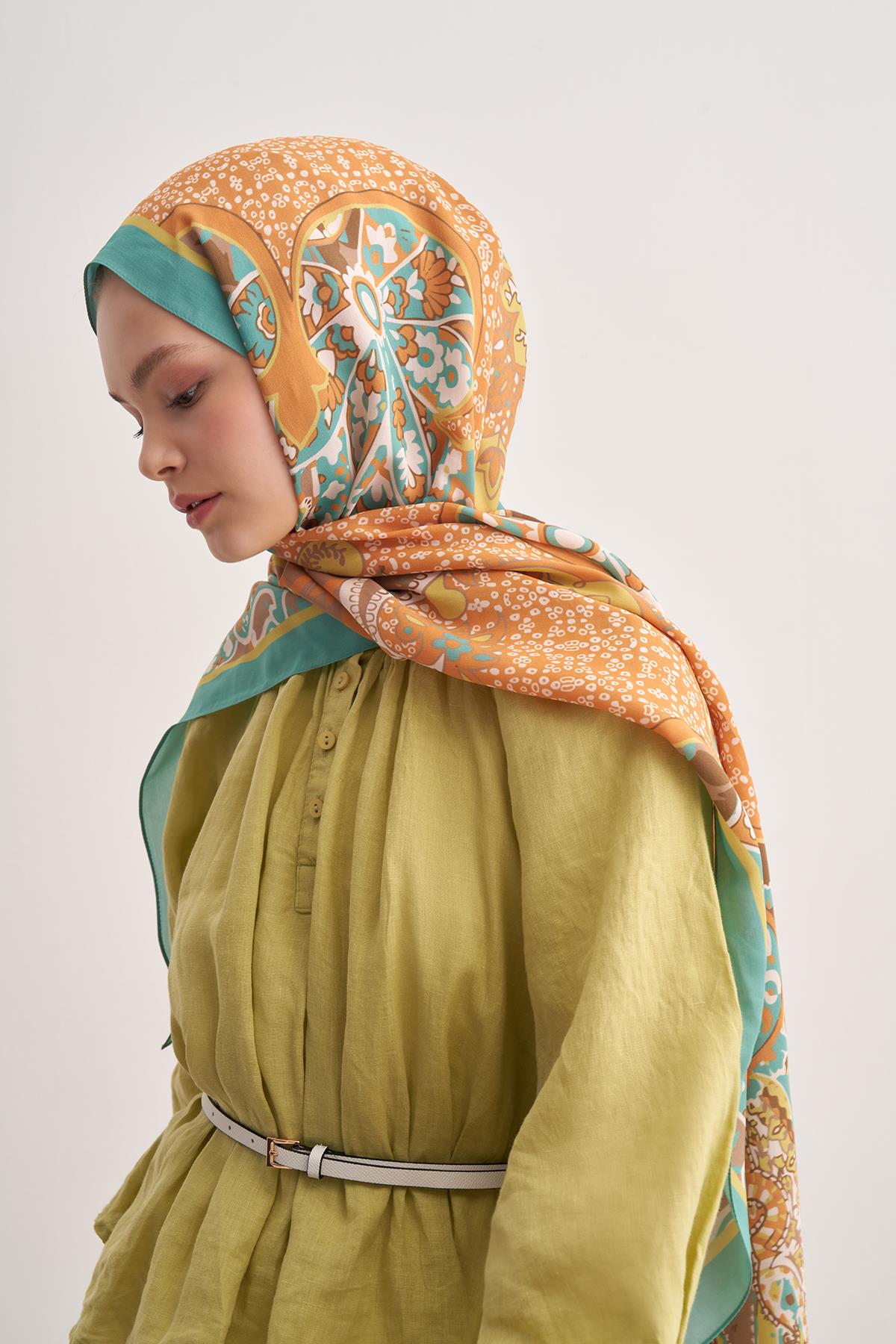 Lune Nil Yeşili  Vela Floş Şal