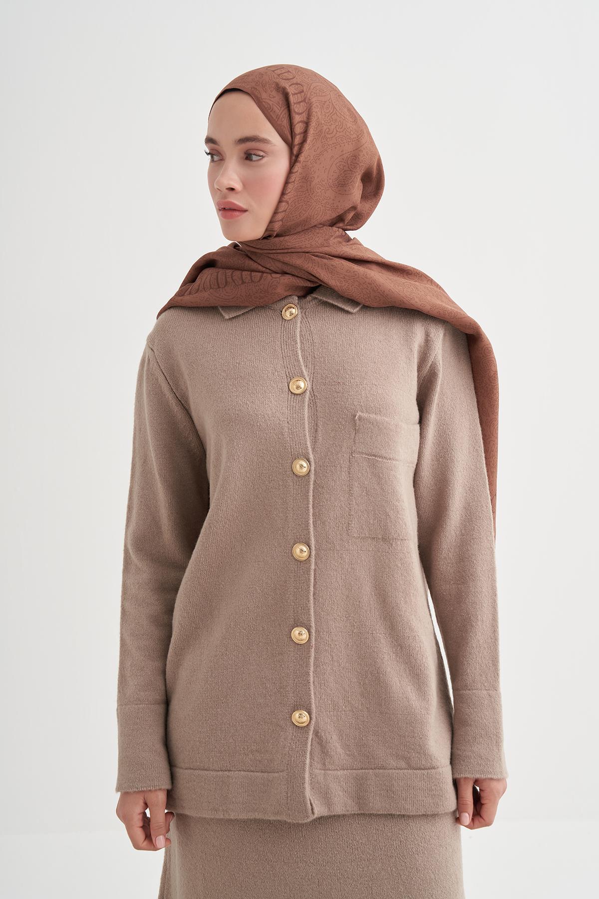 Elenora Monogram Floş Şal Taba