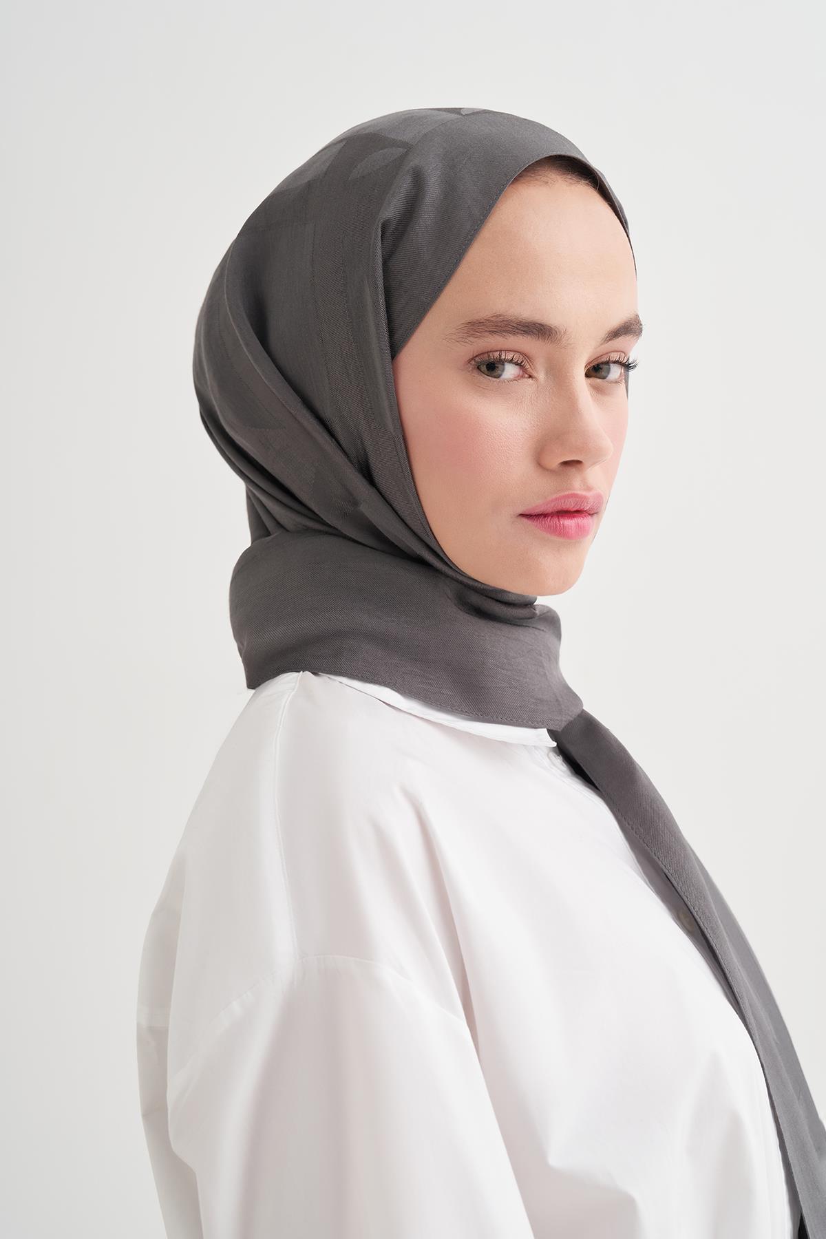 Geometrik Desen Liora Pamuk Şal Antrasit