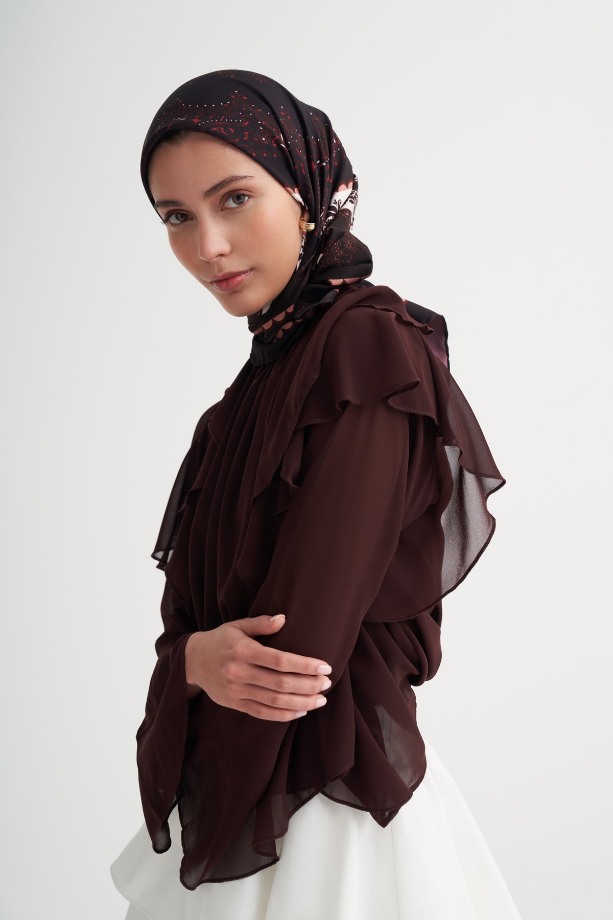 Ashen Bordo Twill Eşarp