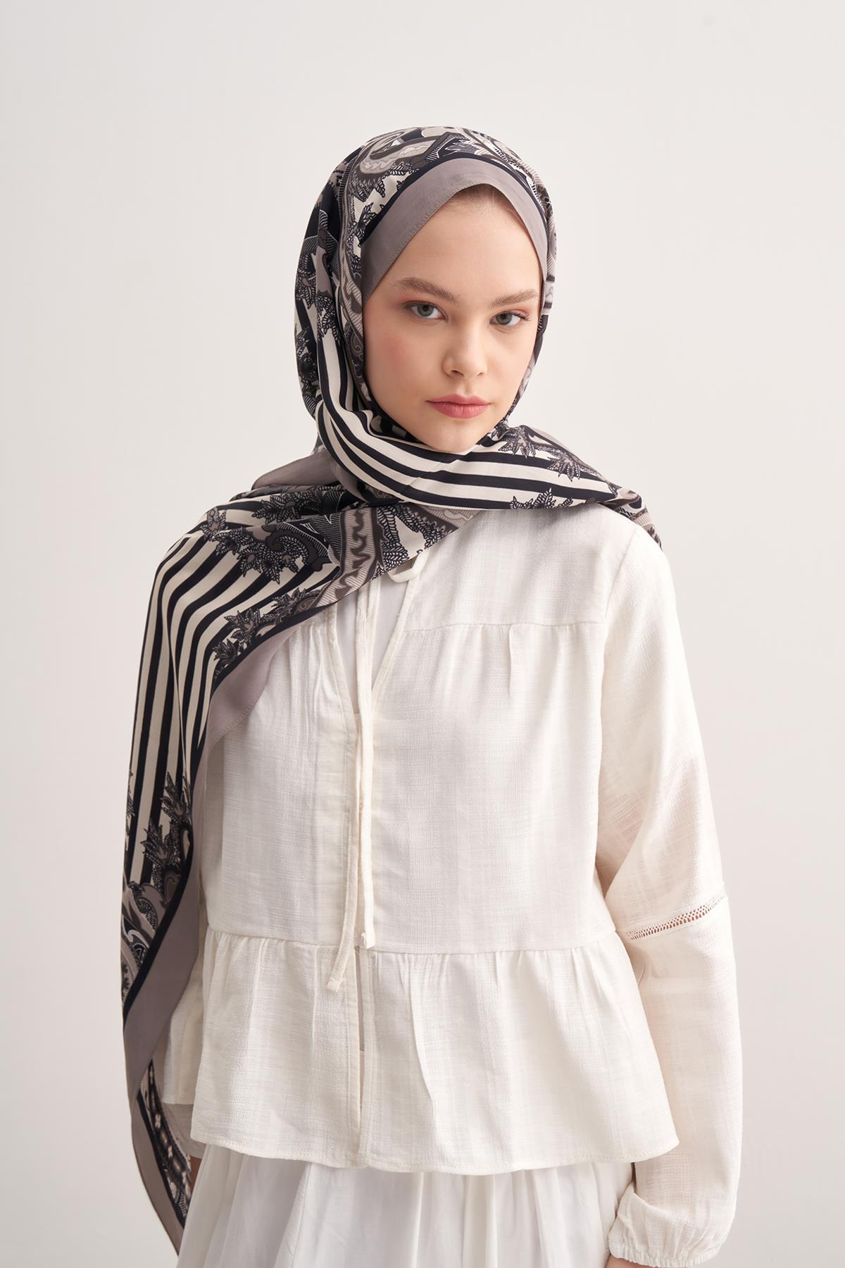 Bloomline Füme Vela Floş Şal