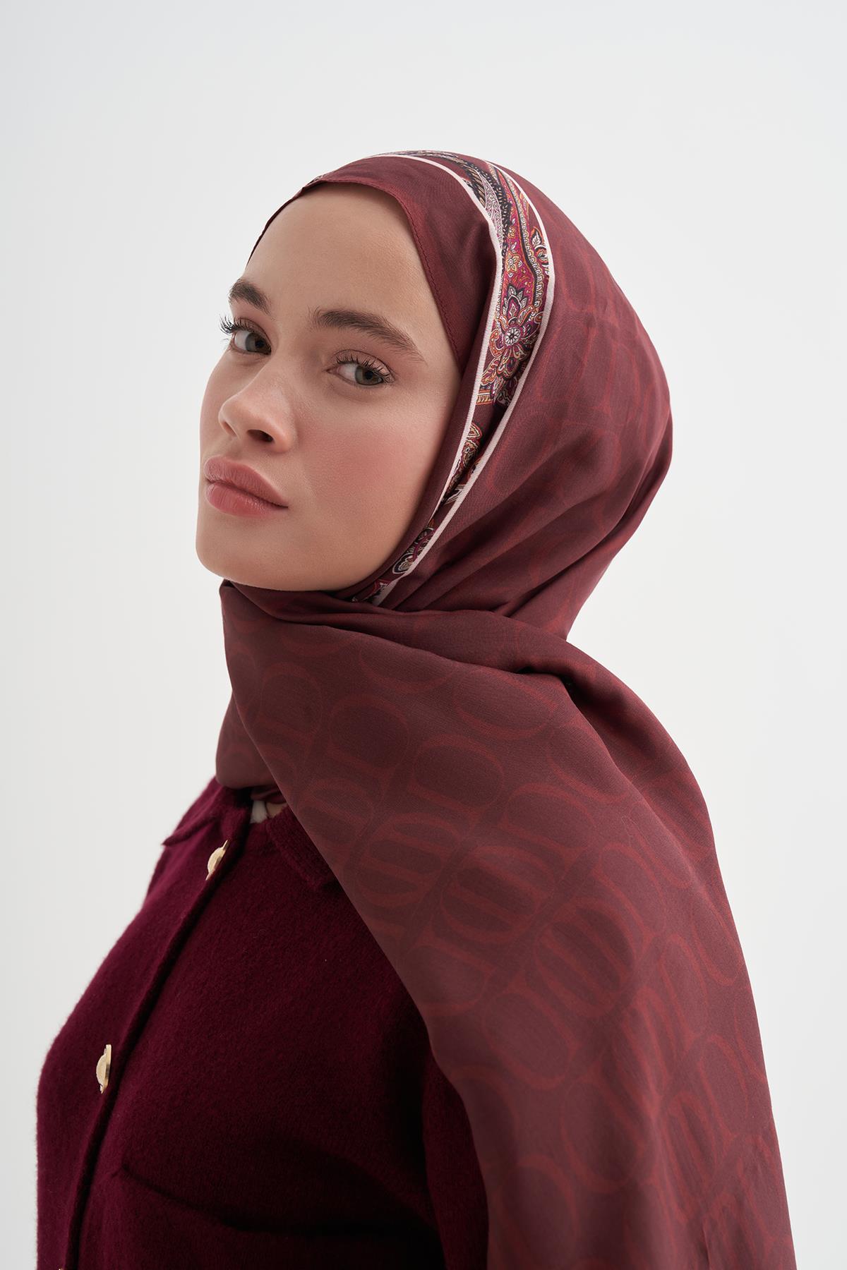 Sway Monogram Floş Şal Bordo