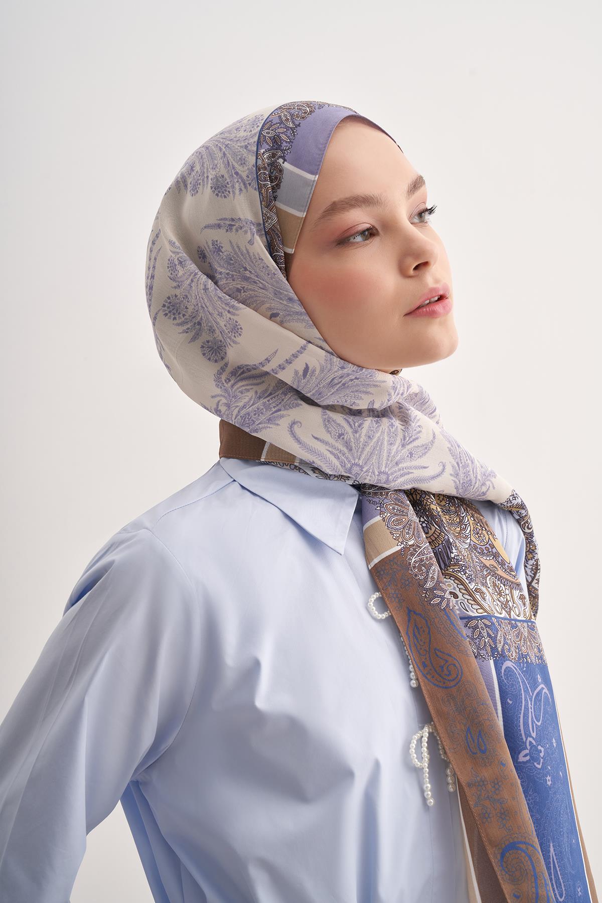 Ivory Lila Vela Floş Şal