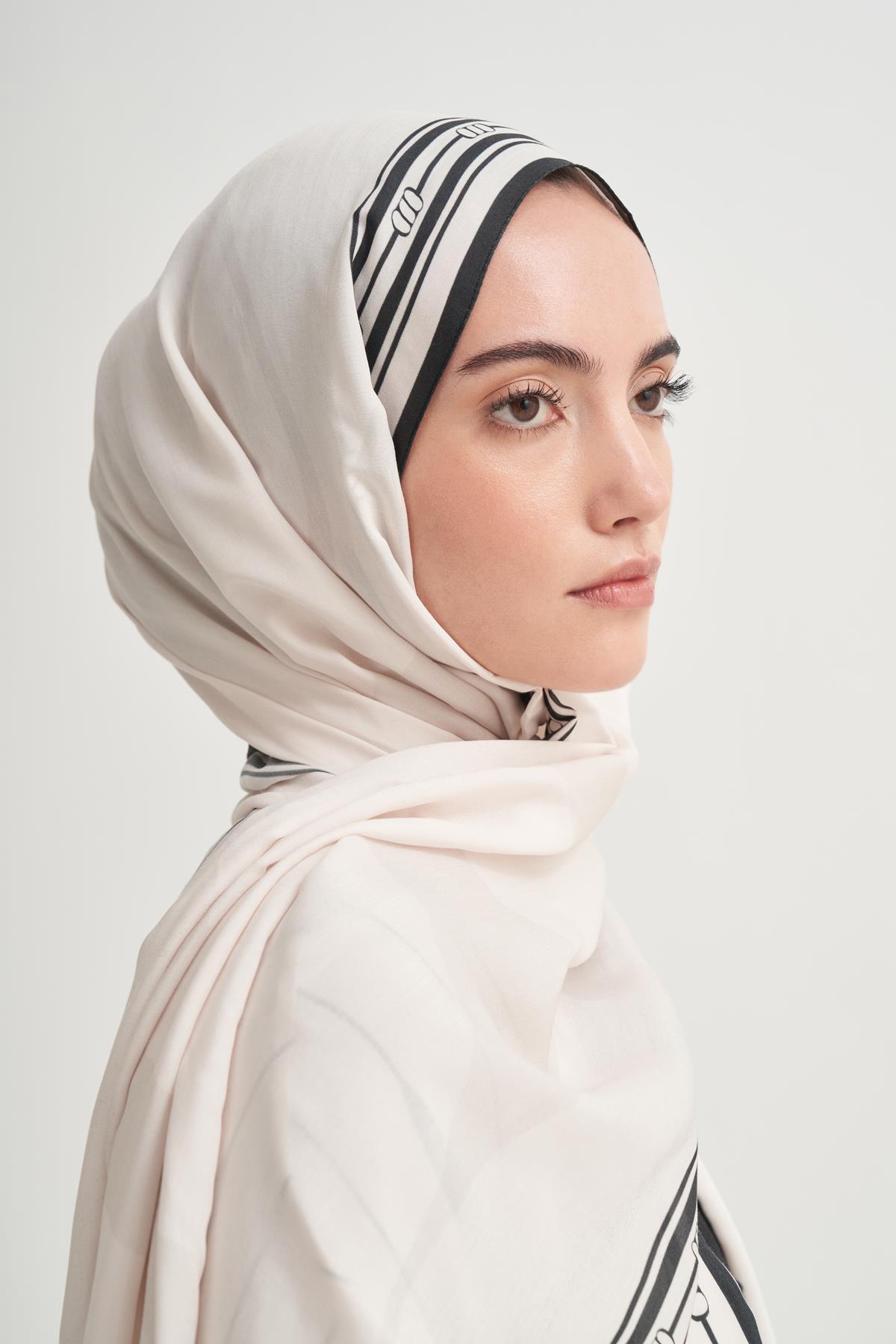 Zyra Monogram Floş Şal Krem