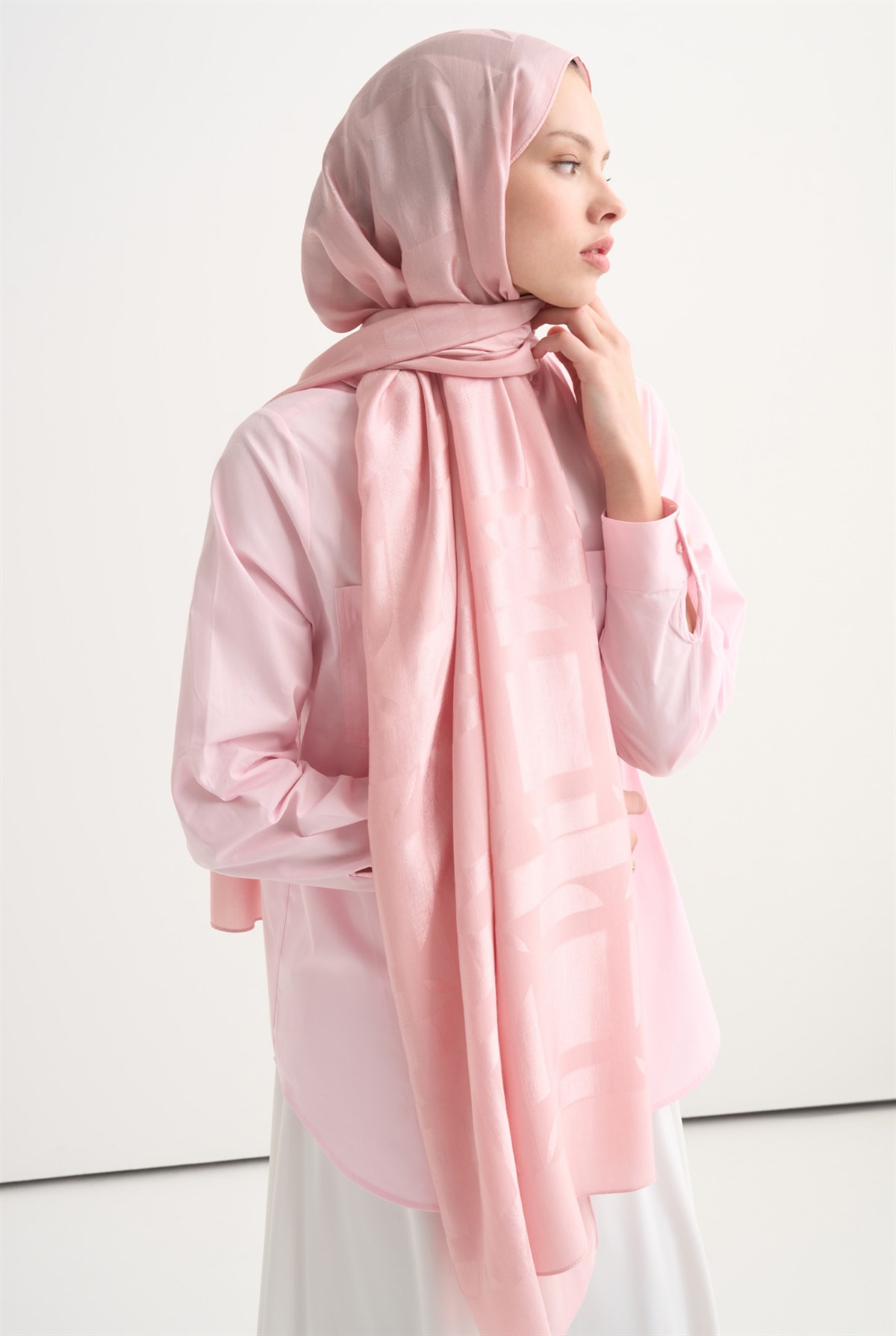Geometrik Desen Liora Pamuk Şal Pembe