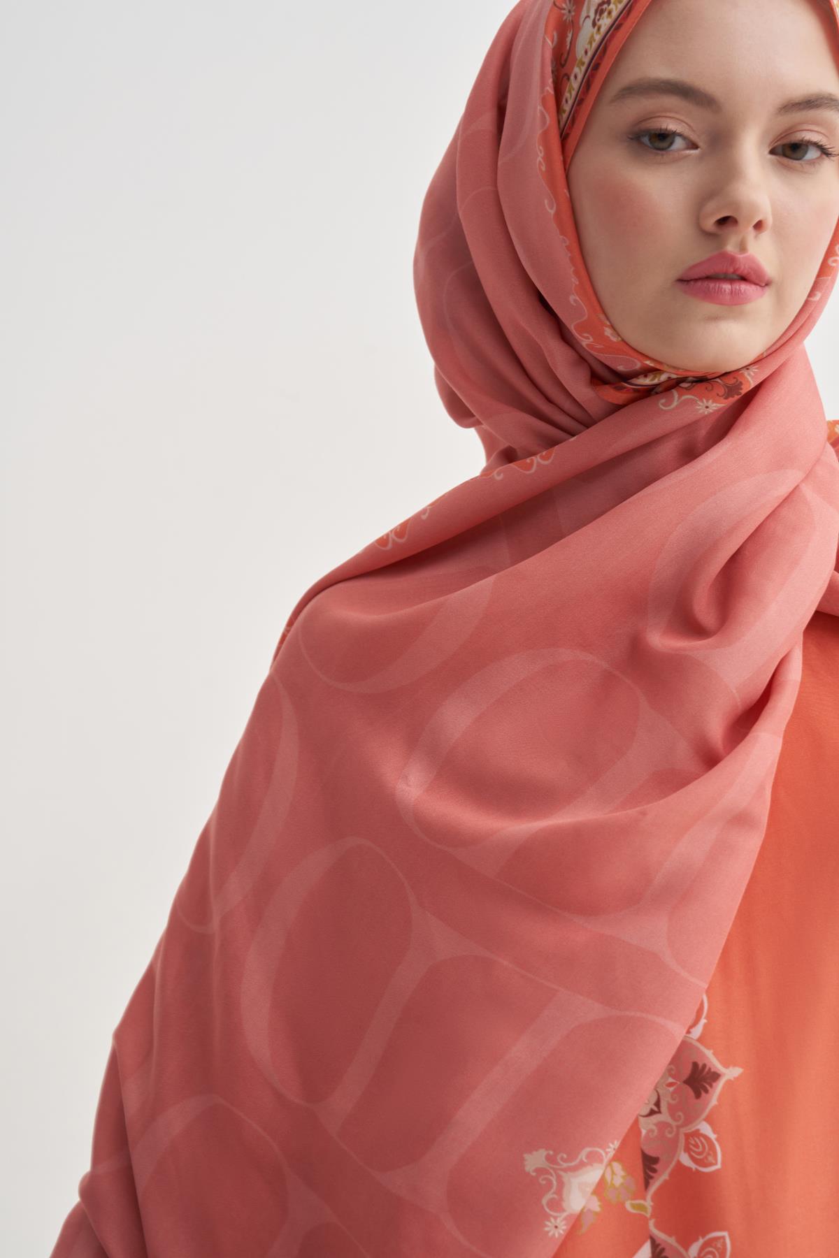 Maknesa Mercan Monogram Floş Şal