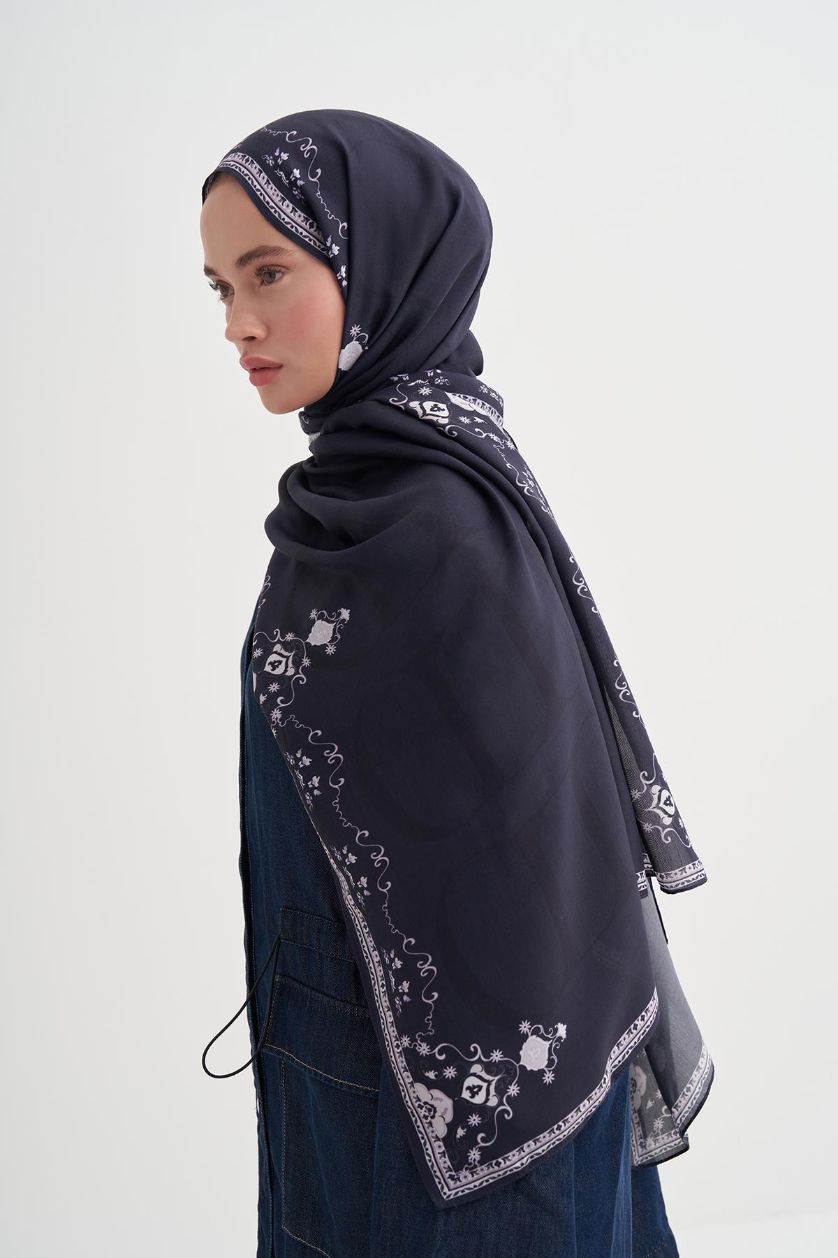 Luxe Monogram Floş Şal Morcivert