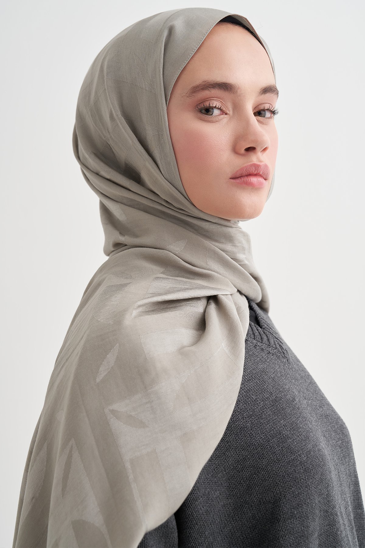 Geometrik Desen Liora Pamuk Şal Gri