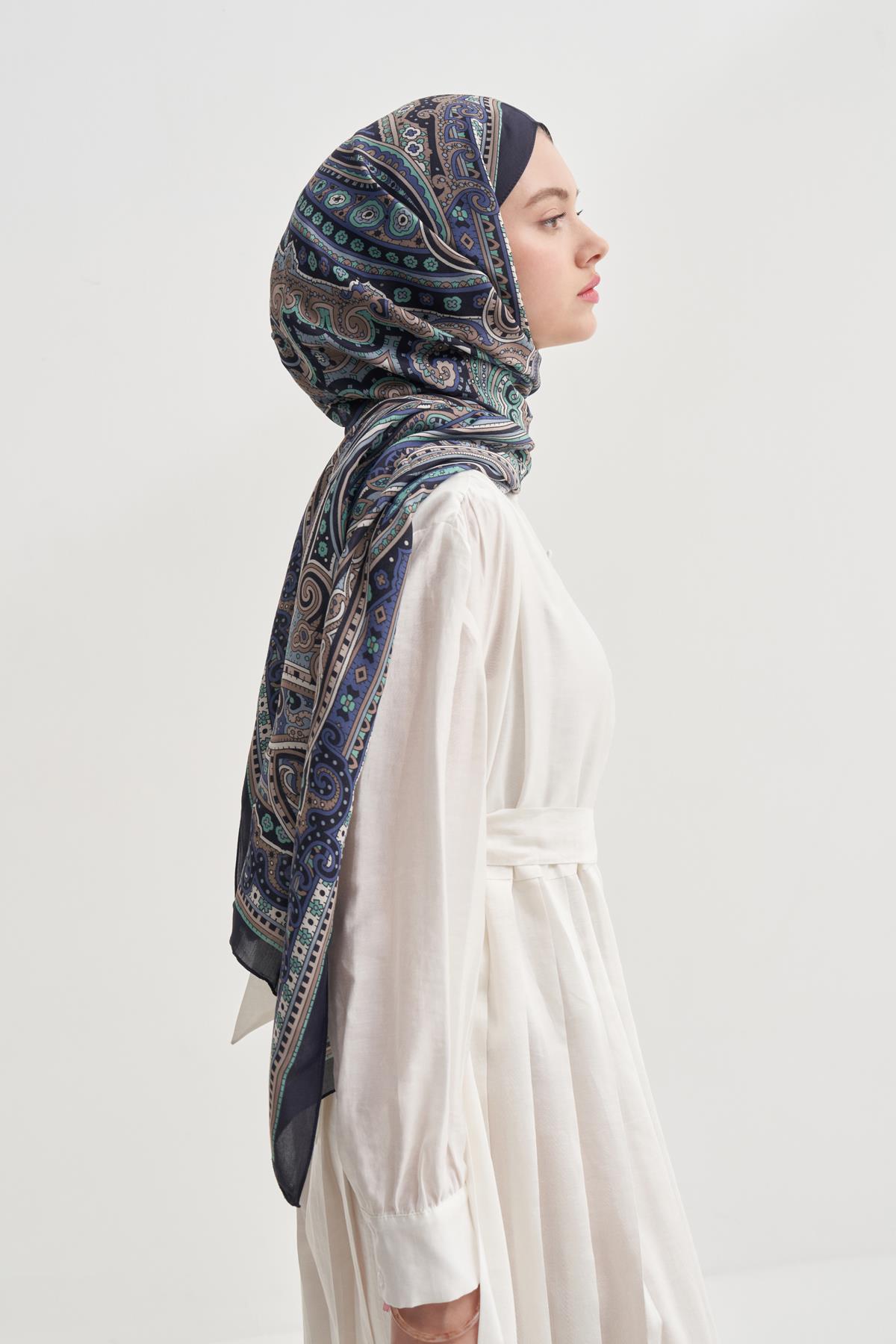 Sienna Lacivert Nilla Pamuklu Şal