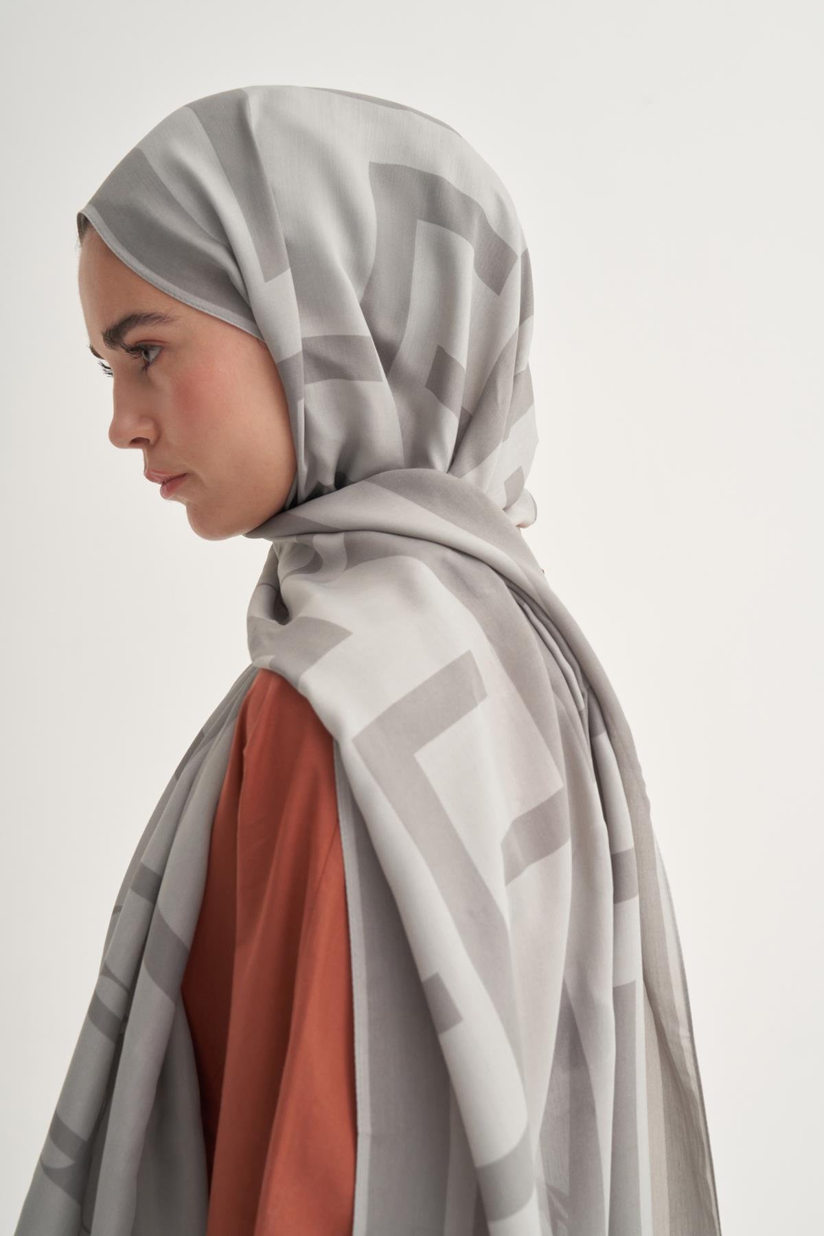 Glamour Monogram Floş Şal Gri