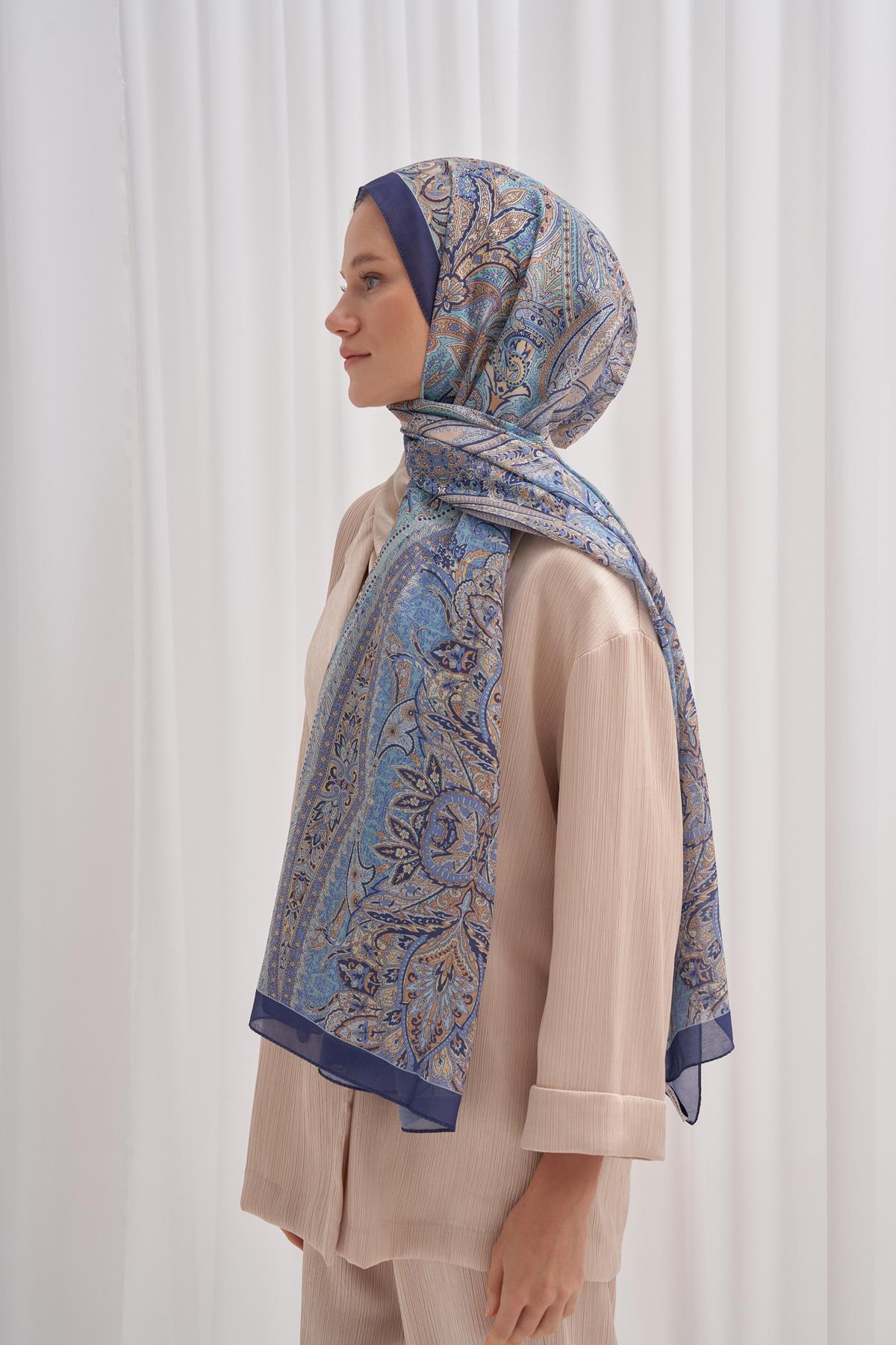 Nilla Pamuklu Şal Cappadocia Mavi