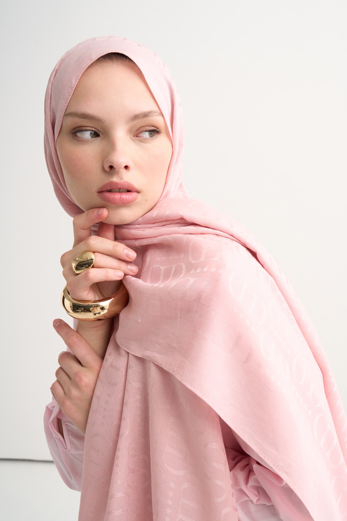 Luxe Desen Liora Pamuk Şal Pembe