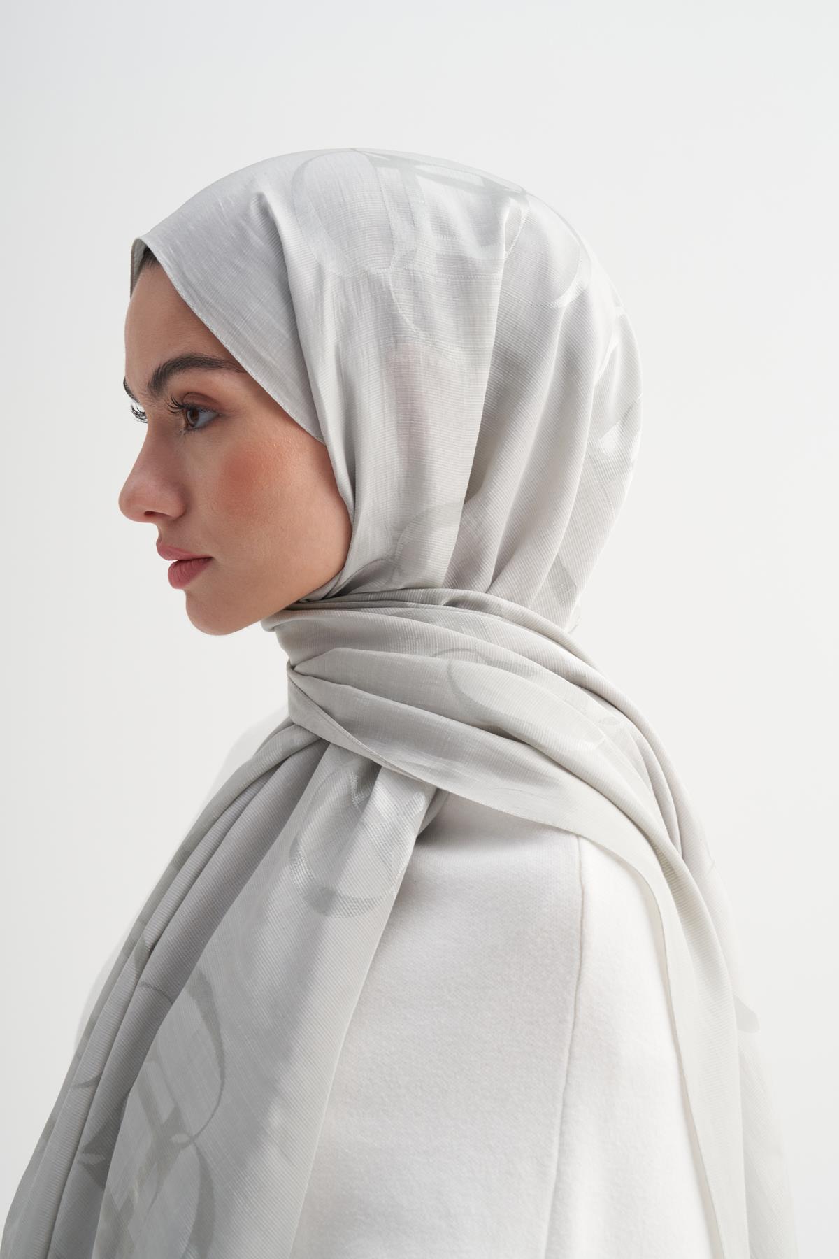 Aura Desen Rina Floş Jakar Şal Gümüş