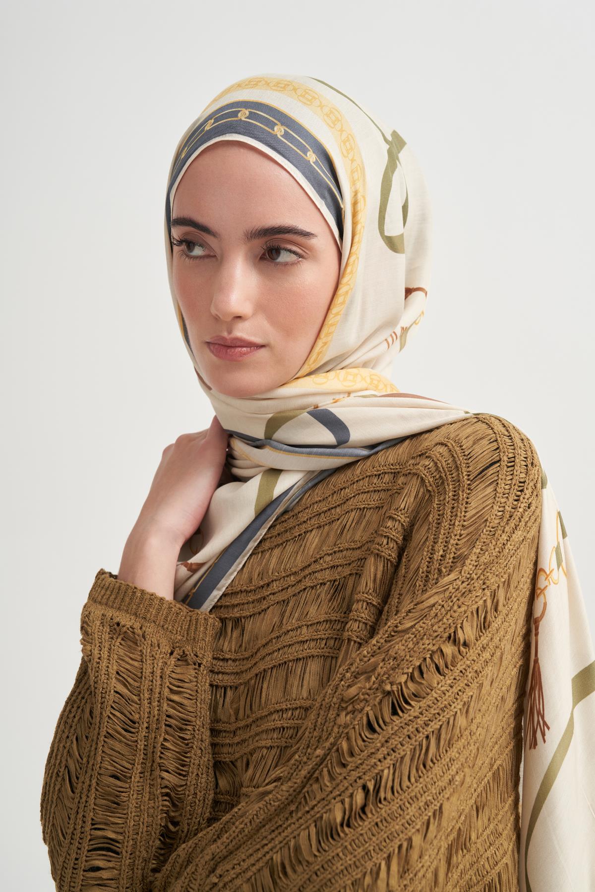 Alvena İncira Viskon Şal Krem