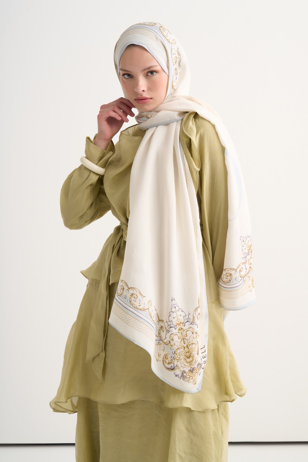 Baroque Floş Şal Ekru