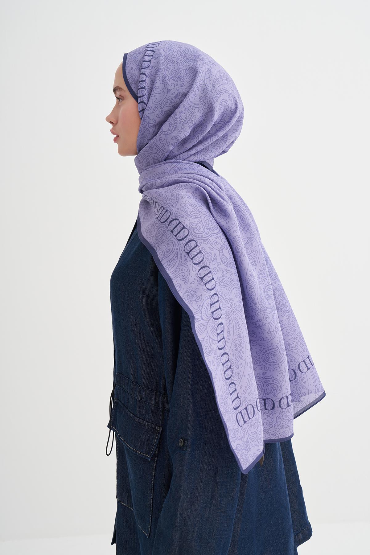 Elenora Monogram Floş Şal Lila