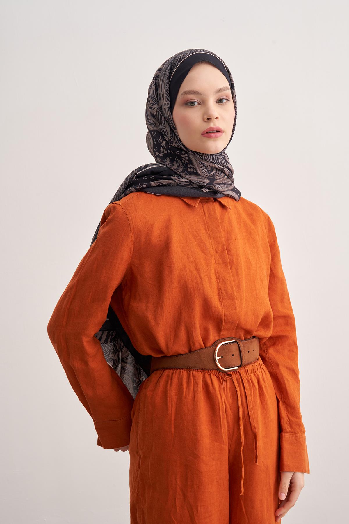 Lily Siyah Vela Floş Şal