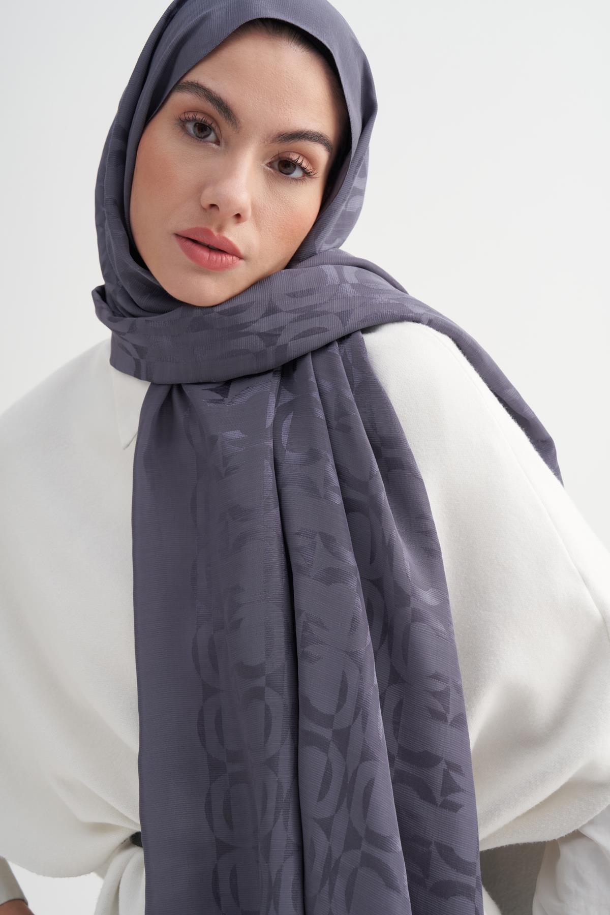 Blok Desen Rina Floş Jakar Şal Füme