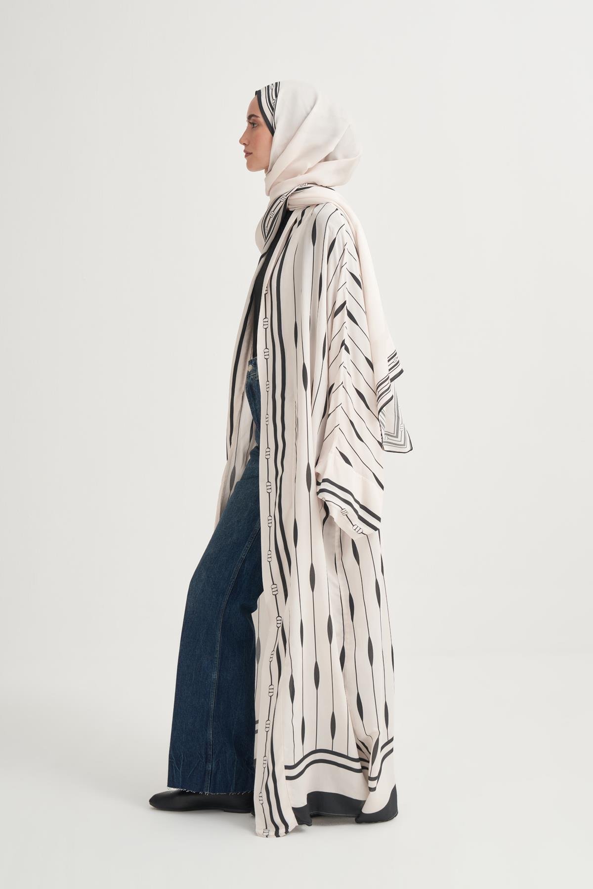 Zyra Floş Abaya Krem