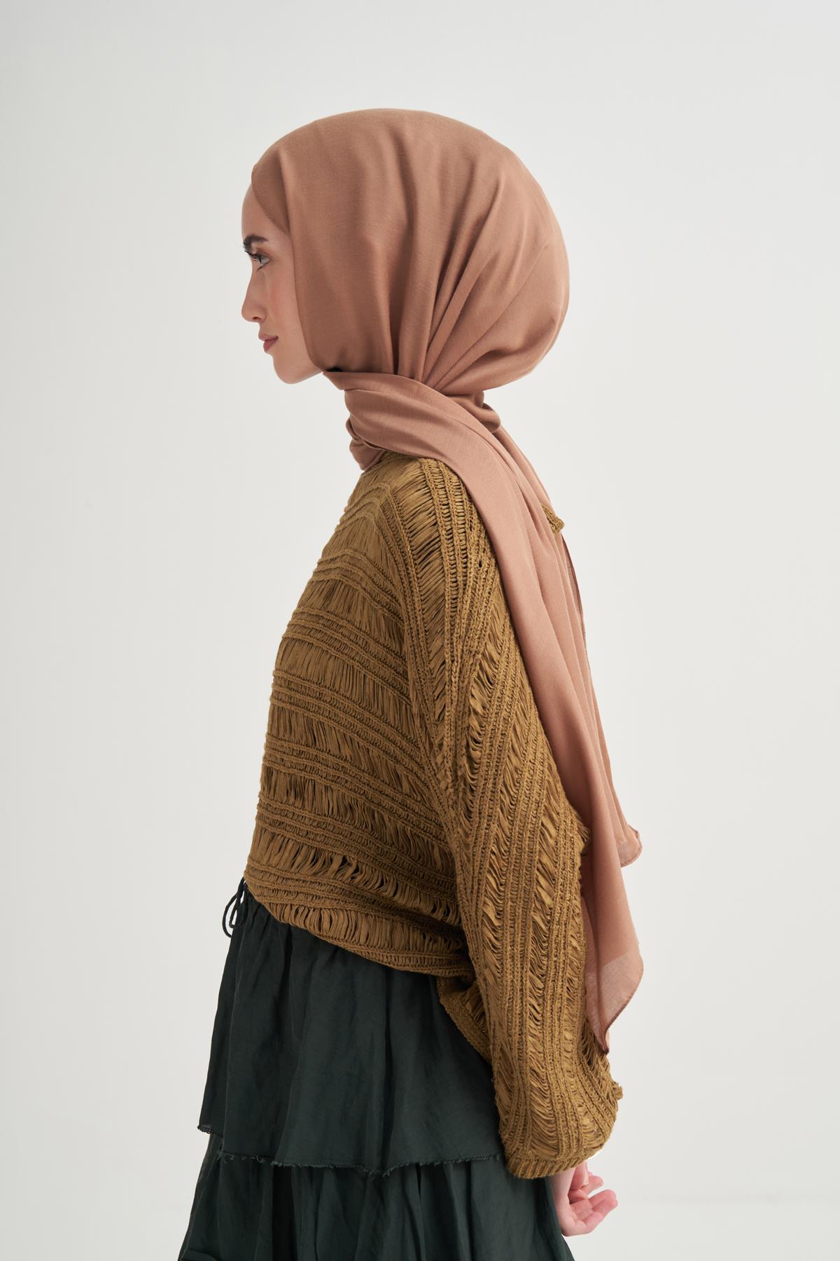 Şantuk Çift Taraflı İpekli Şal Mocha