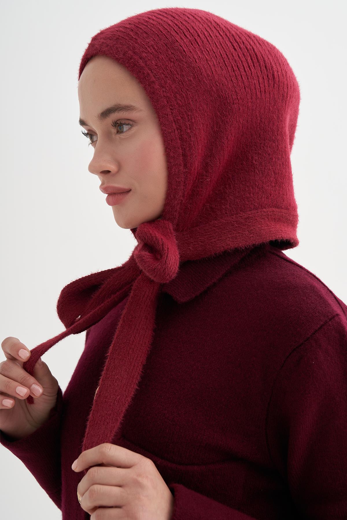 Knit Balaclava Bere Başlık Bordo