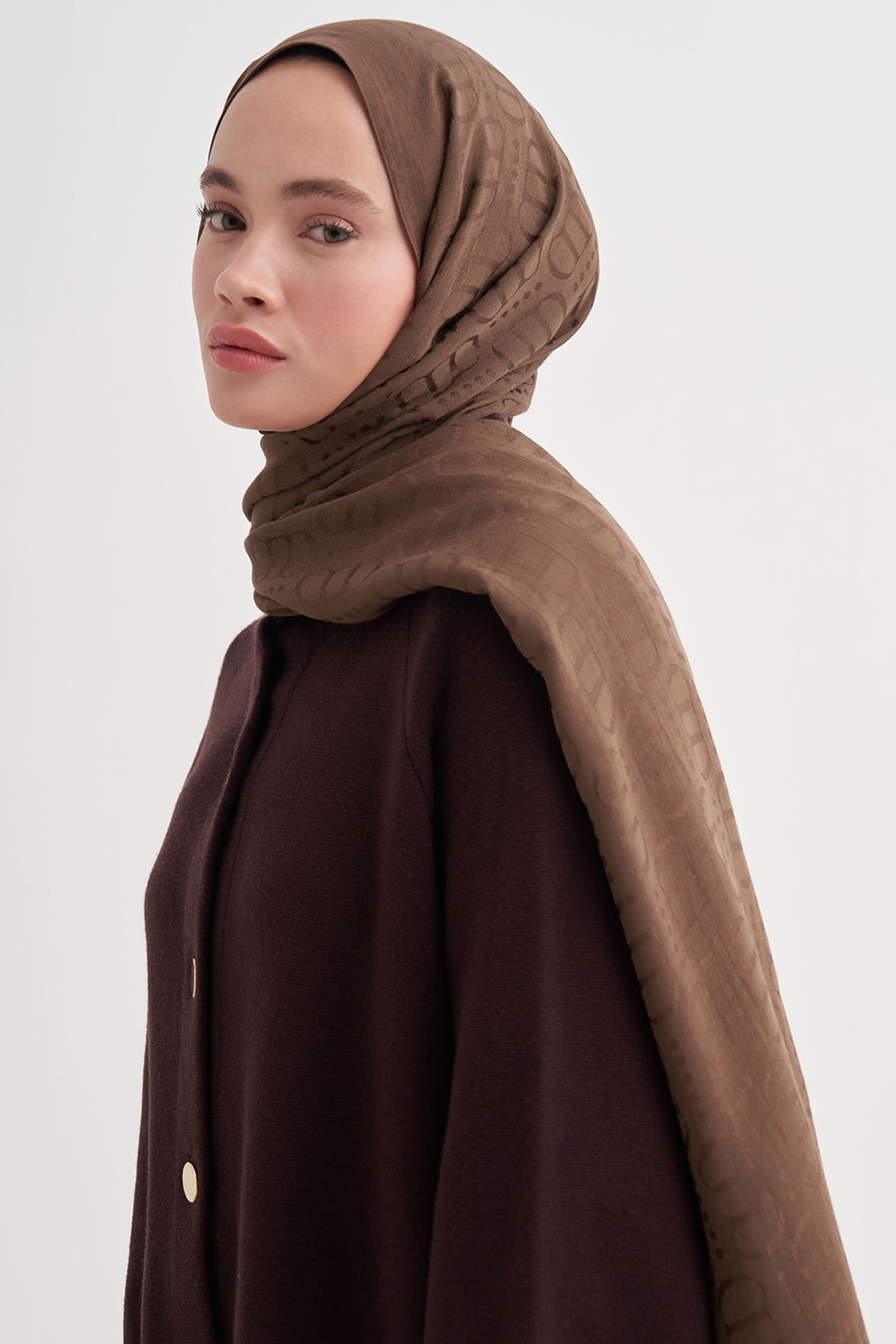 Luxe Desen Liora Pamuk Şal Mocha