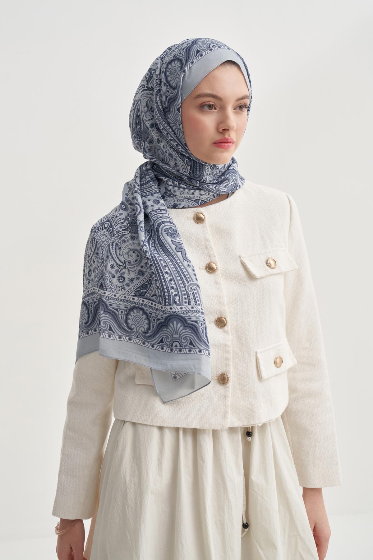 Ravena Soft Mavi Nilla Pamuklu Şal