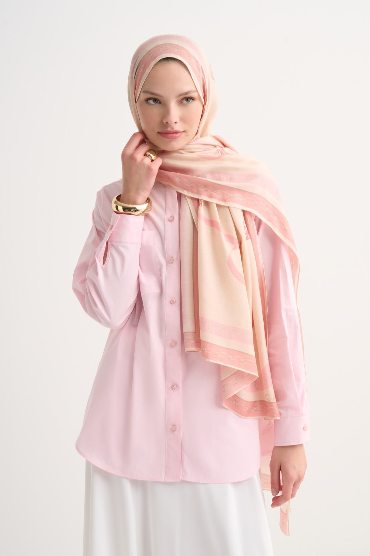 Alvena İncira Viskon Şal Pembe