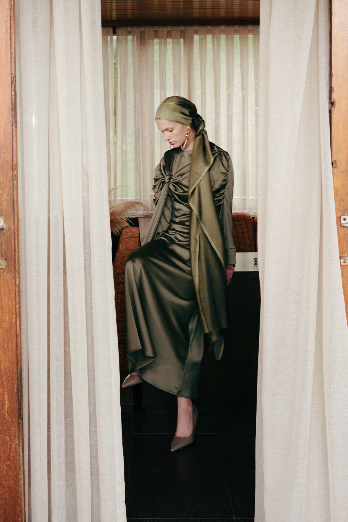 Soft Yeşil Düz İpek Şal