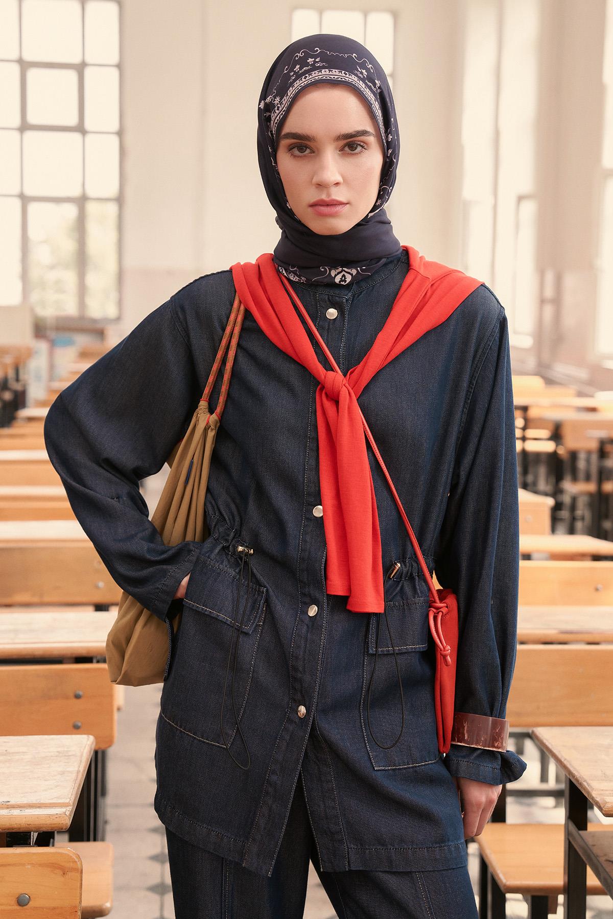 Gwen Tensel Denim Ceket Koyu Mavi