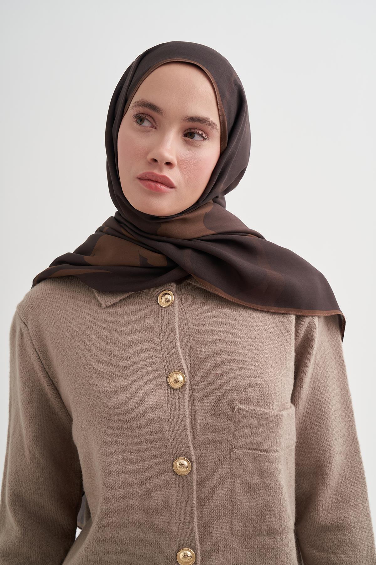 Vera Monogram Floş Şal Mocha