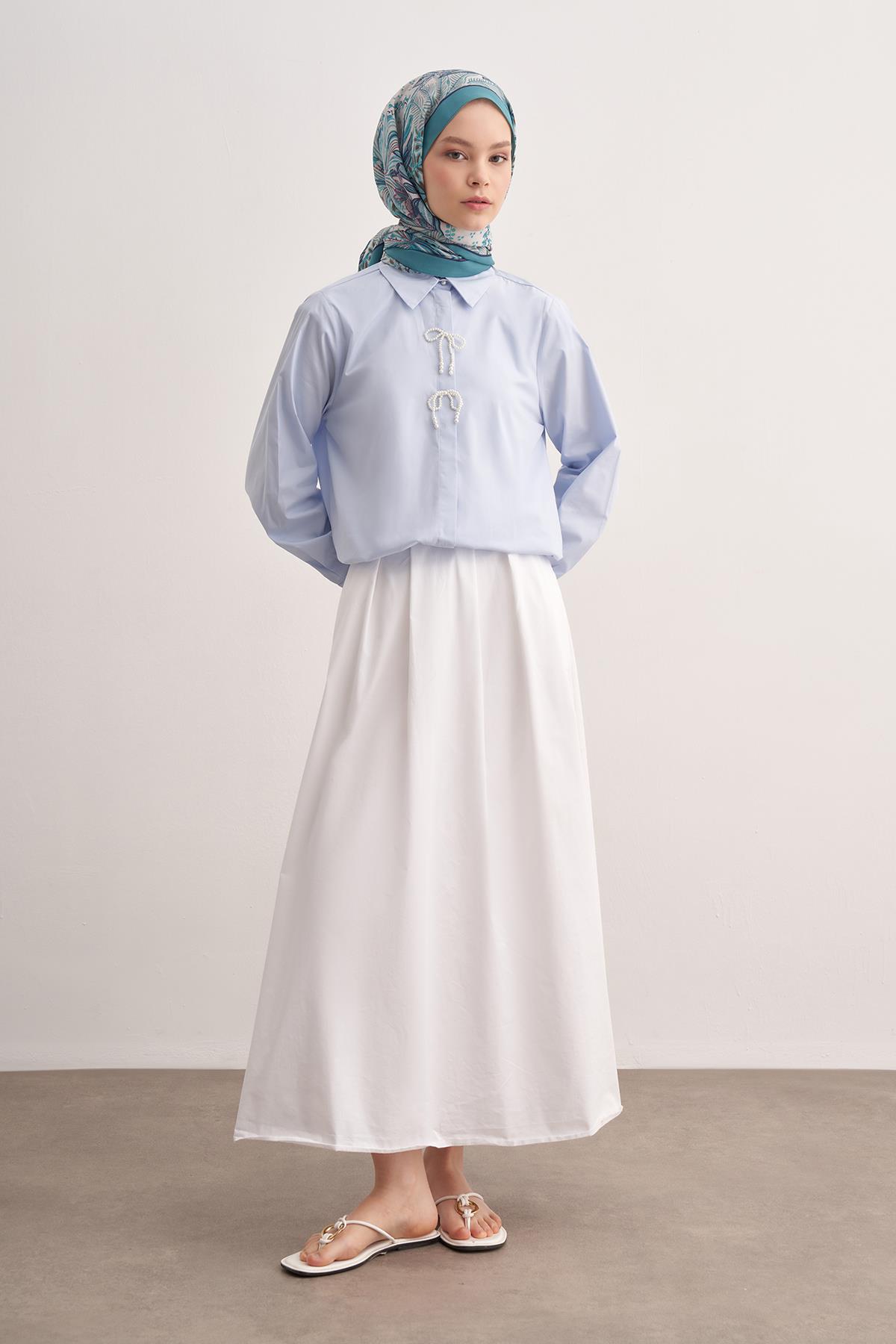 Lily Mavi Vela Floş Şal