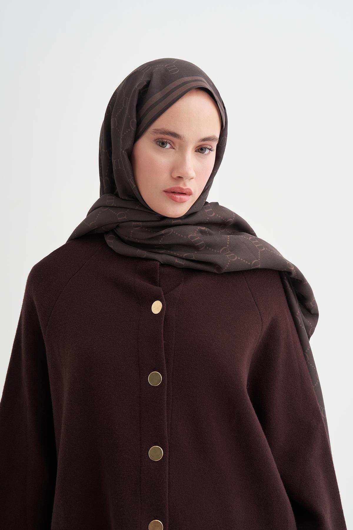 Grace Monogram Floş Şal Mocha