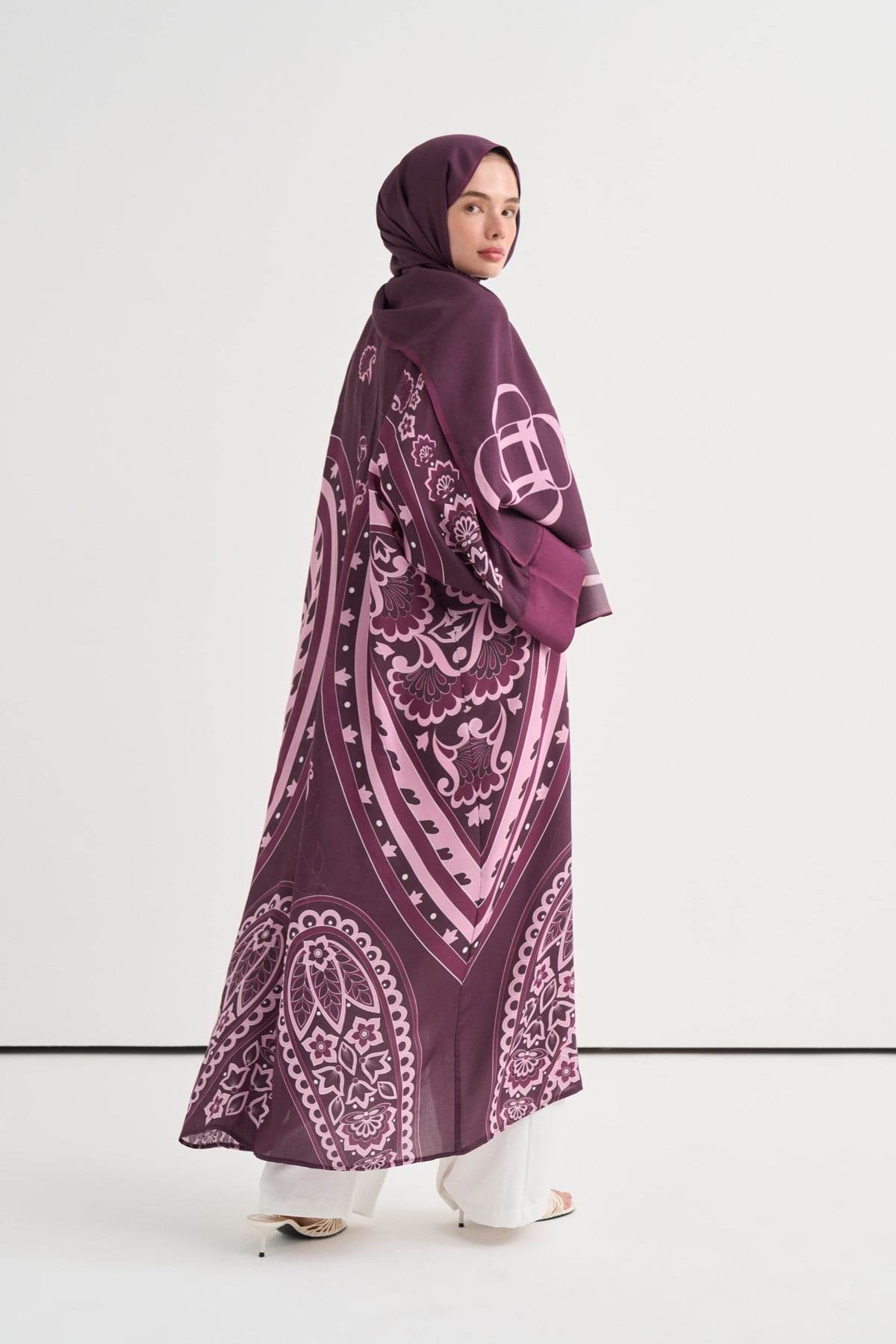 Etnik Floş Abaya Mürdüm