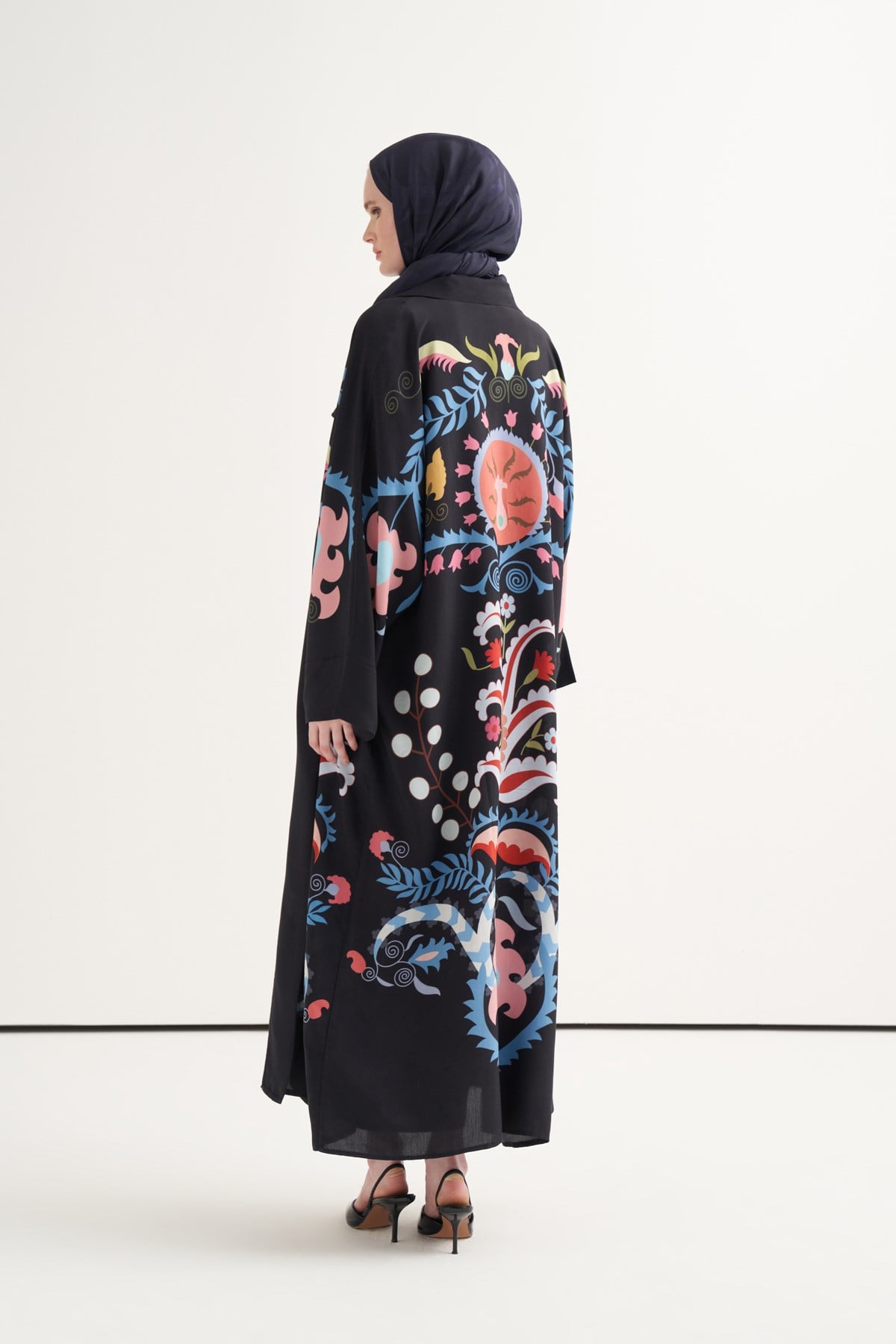 Serina Floş Abaya Siyah