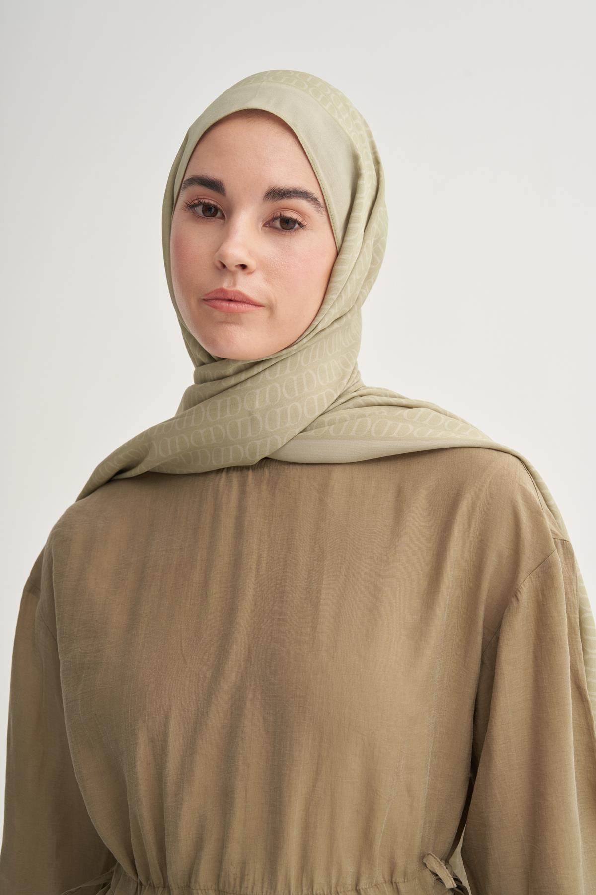 Vector Monogram Floş Şal Soft Yeşil