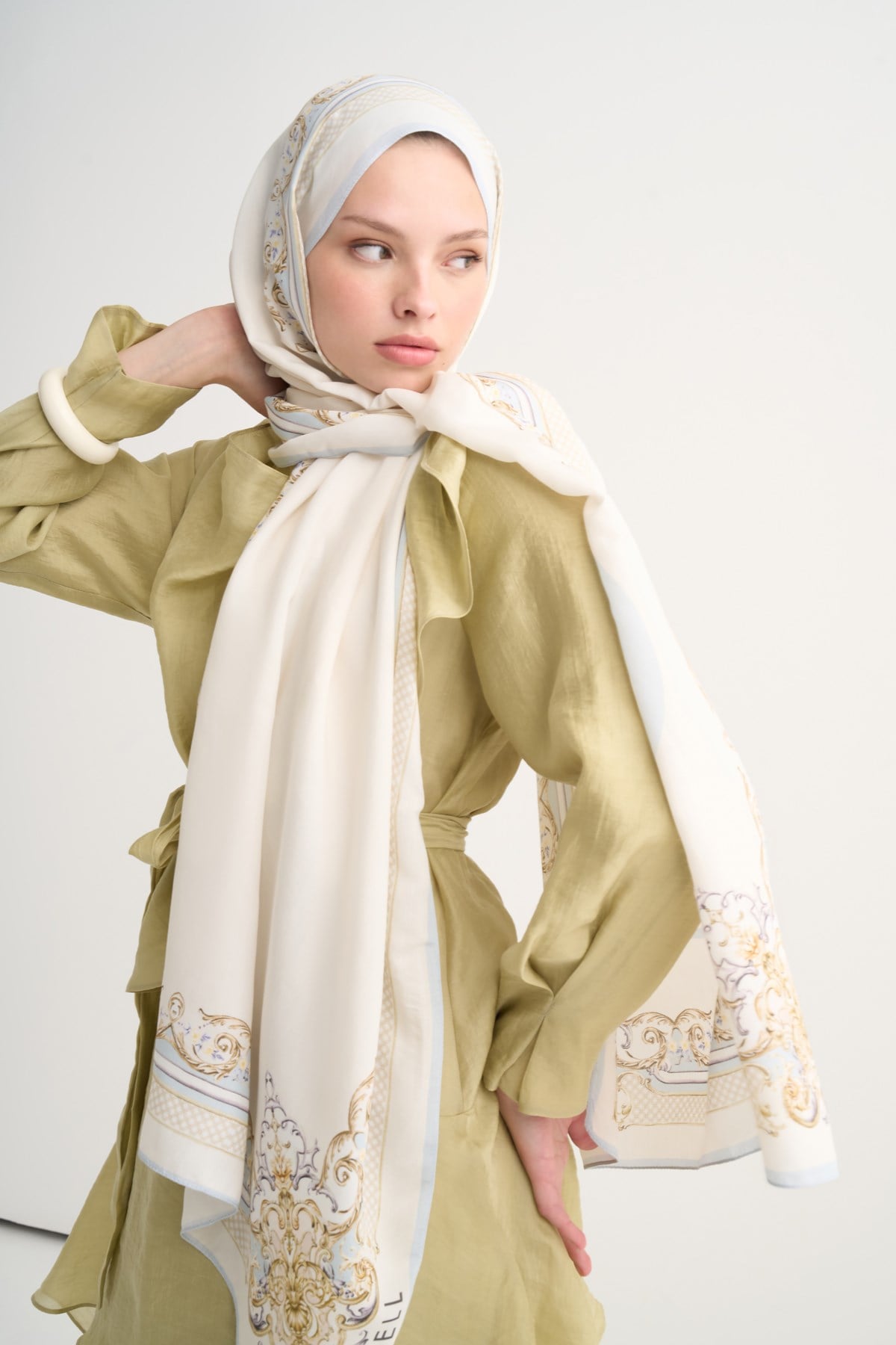 Baroque Floş Şal Ekru