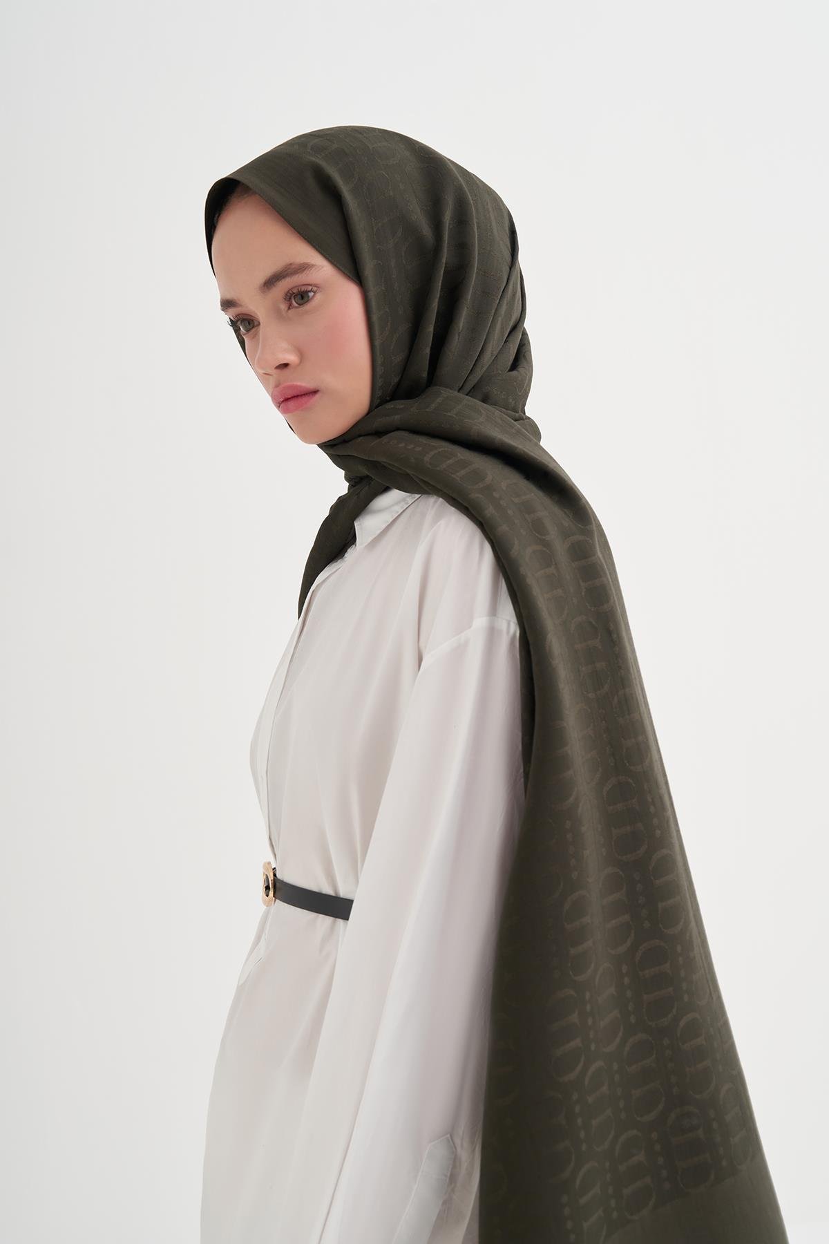 Luxe Desen Liora Pamuk Şal Haki