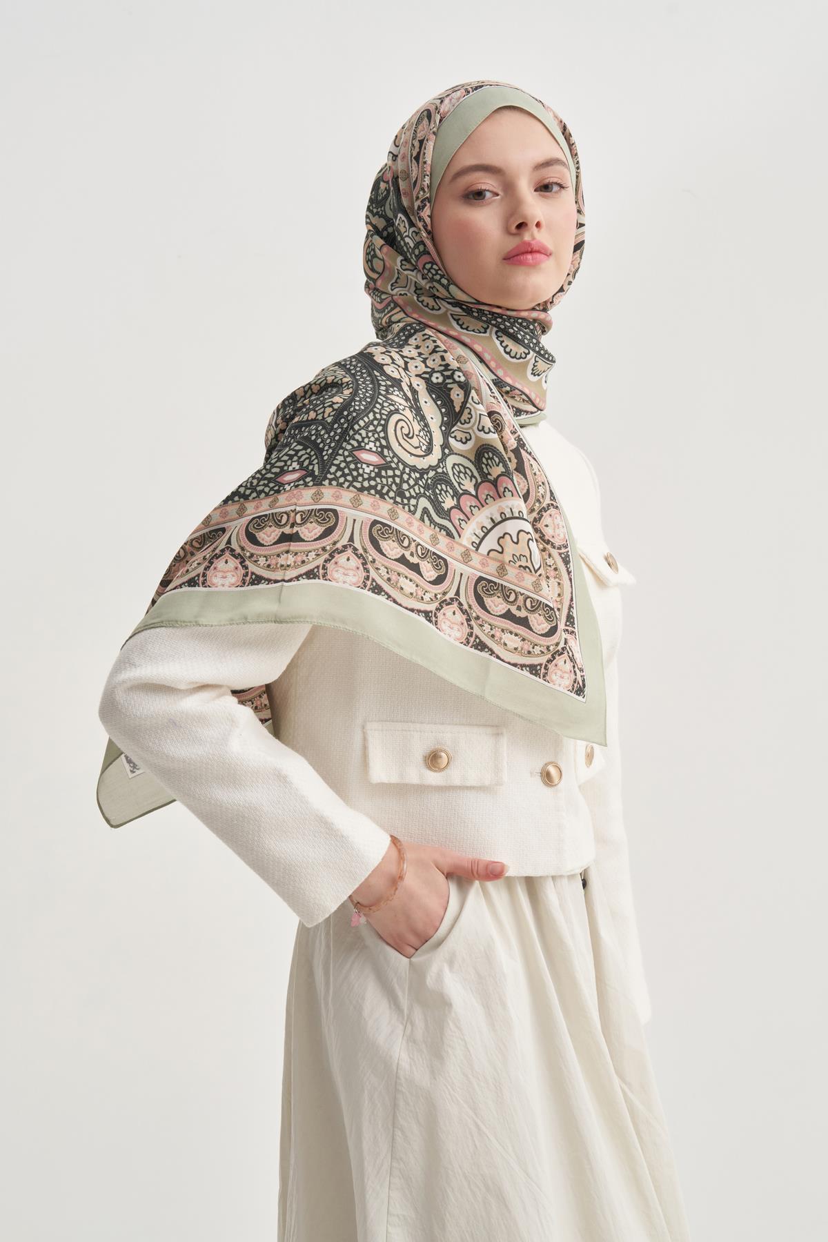 Olea Soft Yeşil Nilla Pamuklu Şal